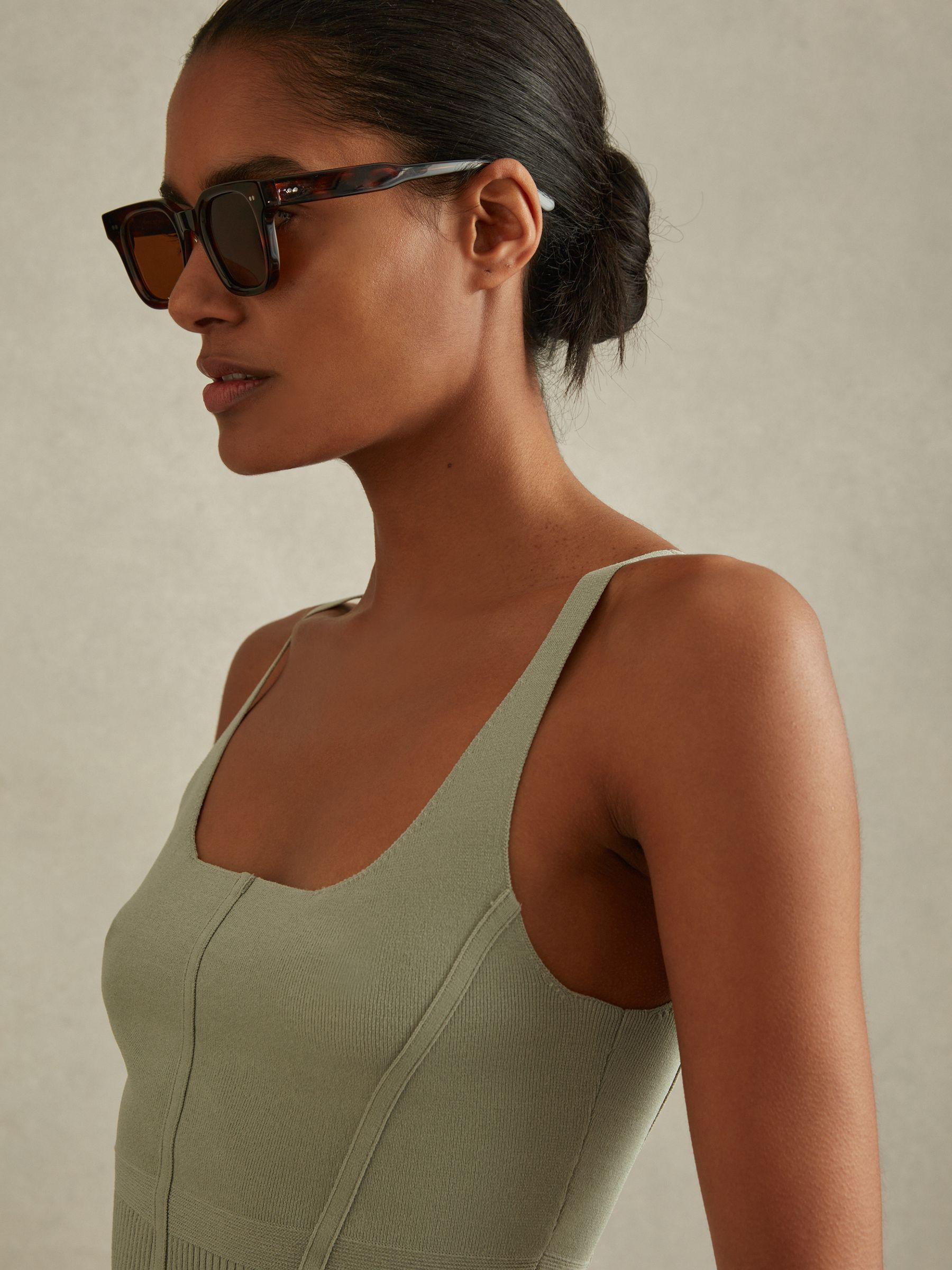 Ribbed Seam Detail Vest in Sage Product Image