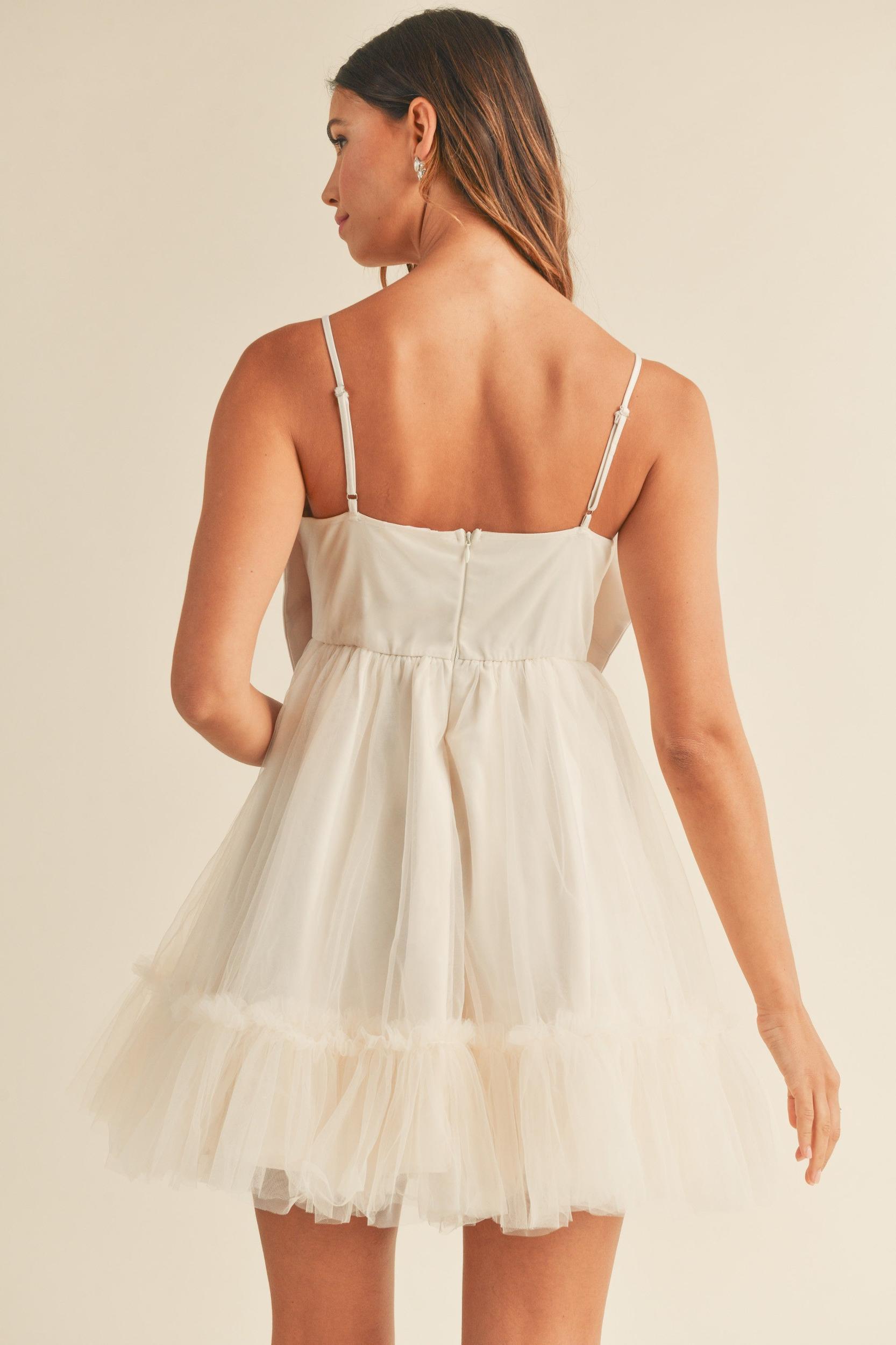 Front Bow Babydoll Mini Dress Product Image