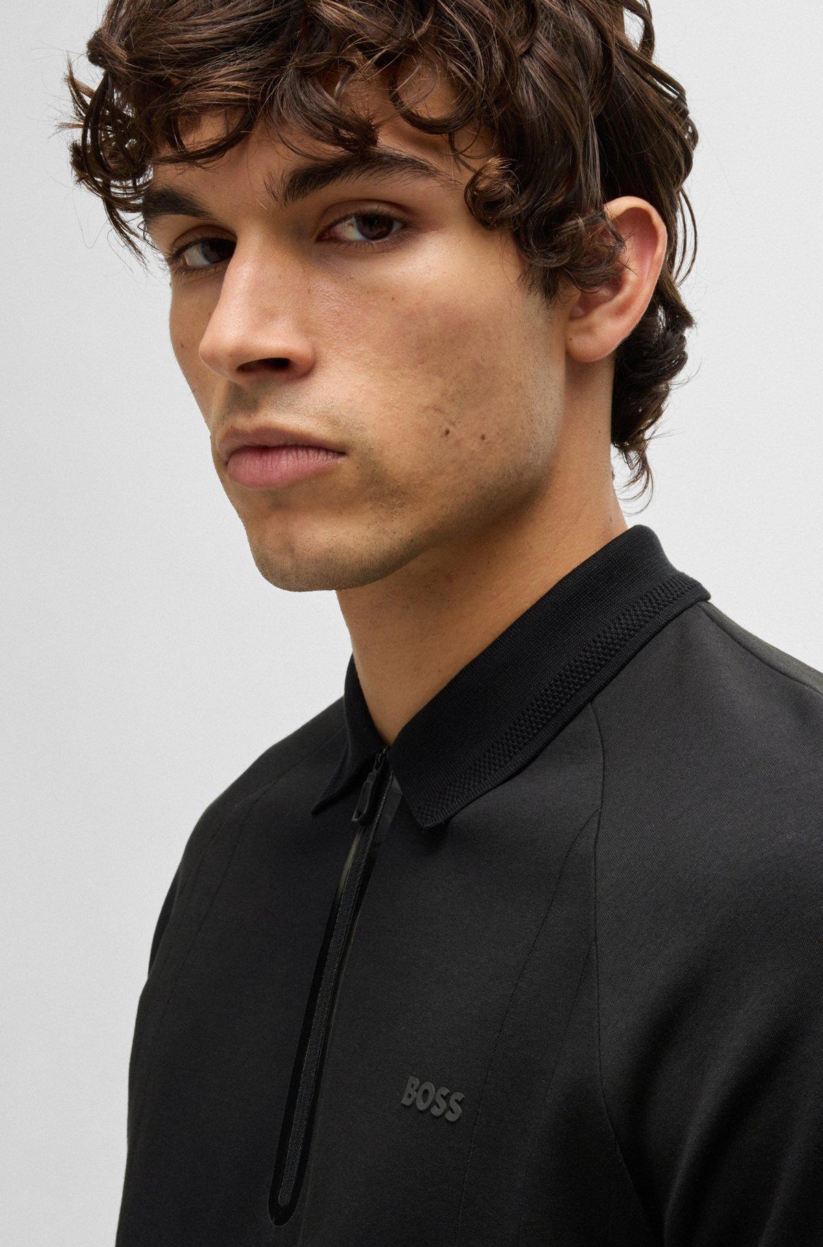 BOSS -  polo shirt in drop-needle stretch fabric - Light Purple Product Image