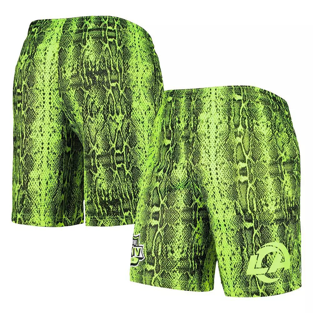 Men's New Era Neon Green Los Angeles Rams Summer Pop Shorts,  Product Image