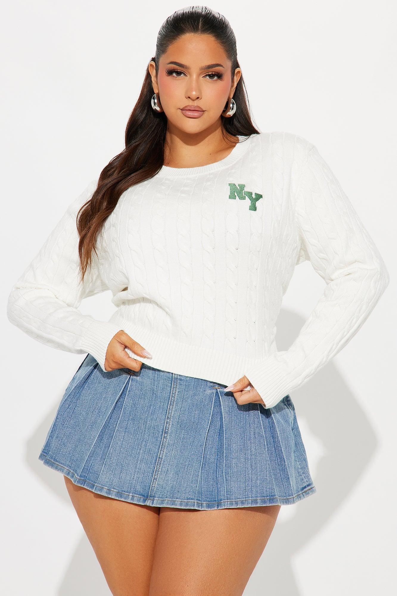 New York Cable Knit Sweater - White/combo Female Product Image