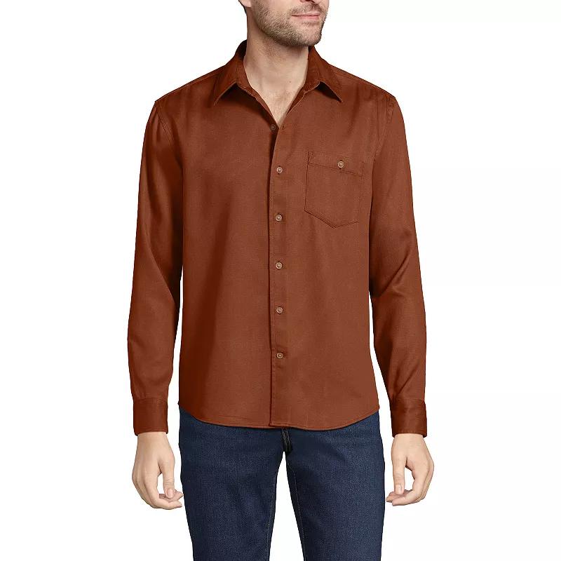 Men's Lands' End Relaxed Twill Shirt, Size: Large, Antique Alabaster Product Image