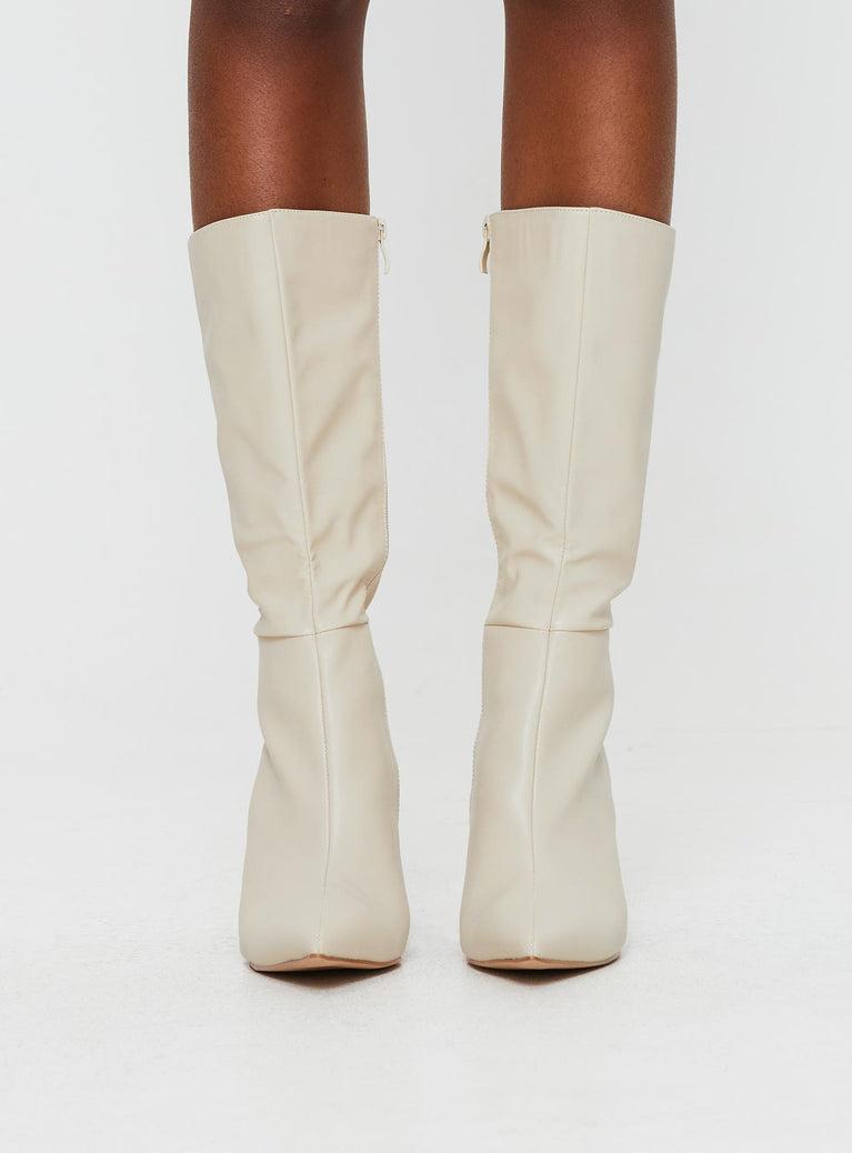 Elodiee Knee High Boots Cream Product Image