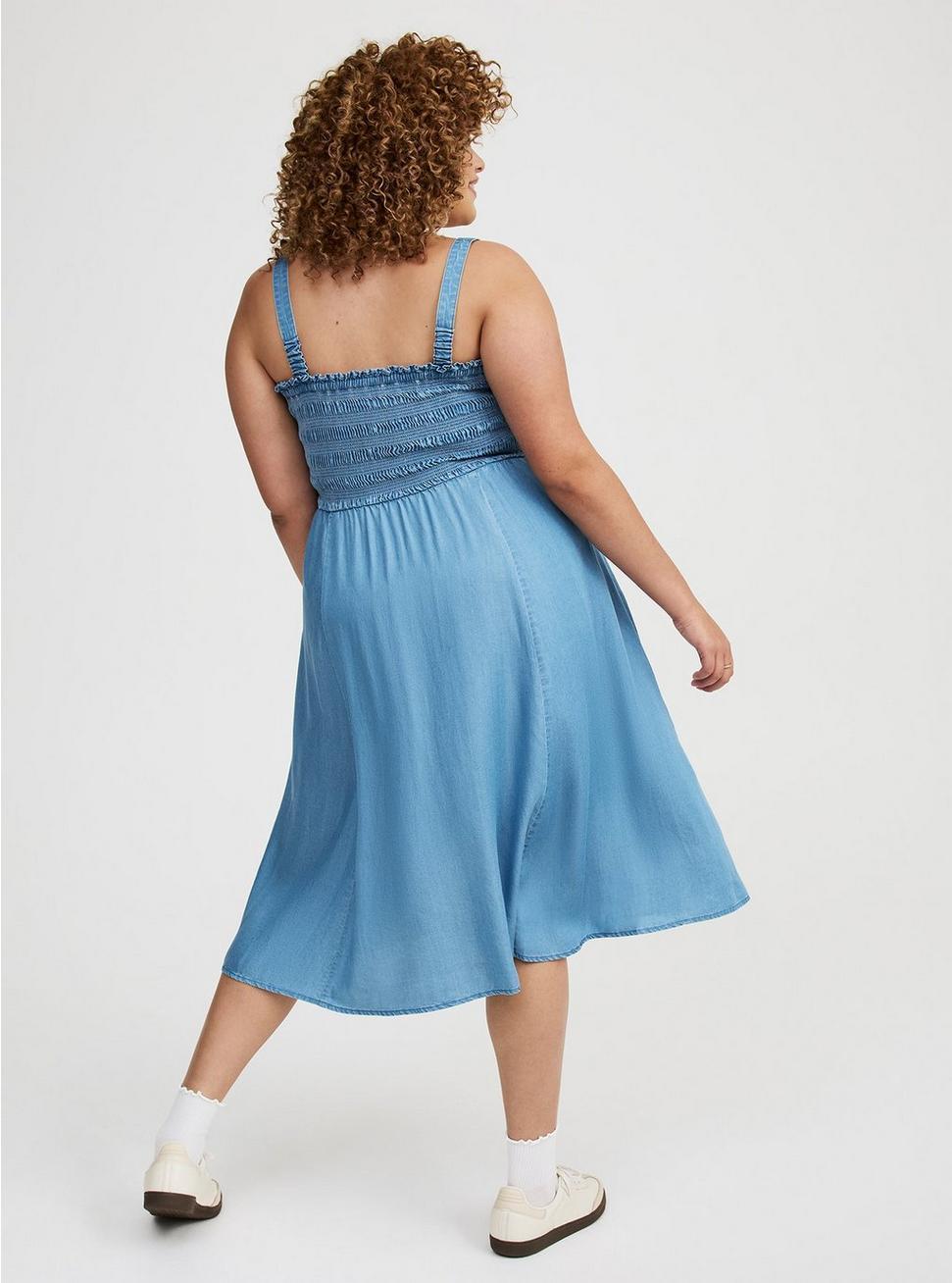 Midi Chambray Smocked Dress Product Image