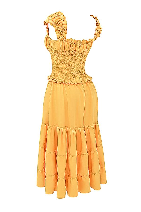 Phedra  tangerine shirred sundress Product Image