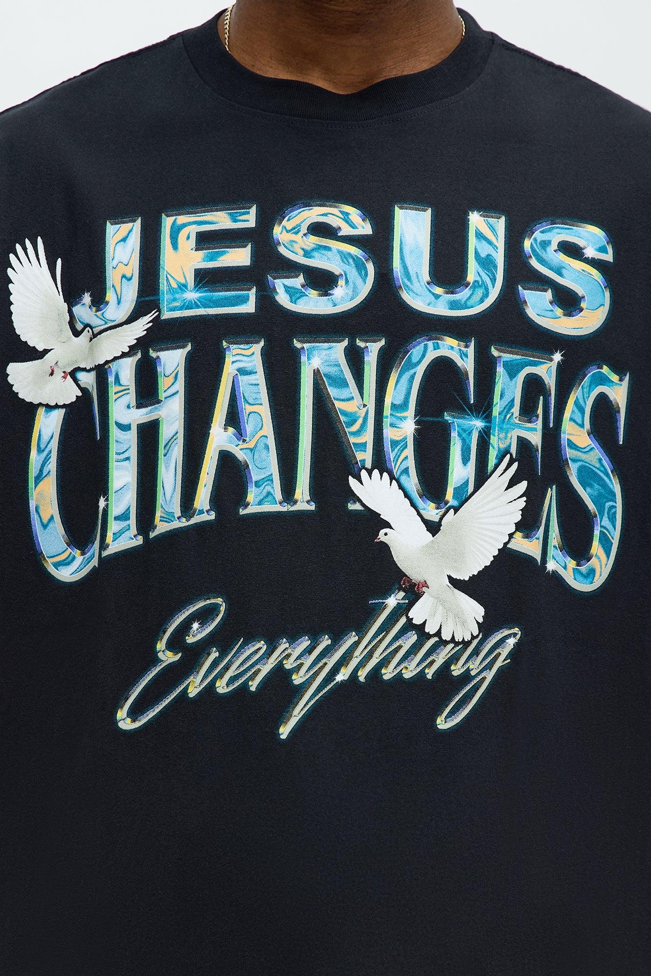 Jesus Changes Everything Oversized Short Sleeve Tee - Black Male Product Image