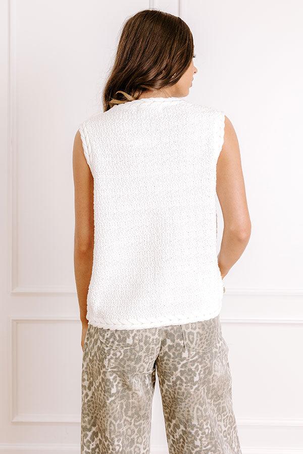 Pier Cafe Cutie Knit Top in White Product Image