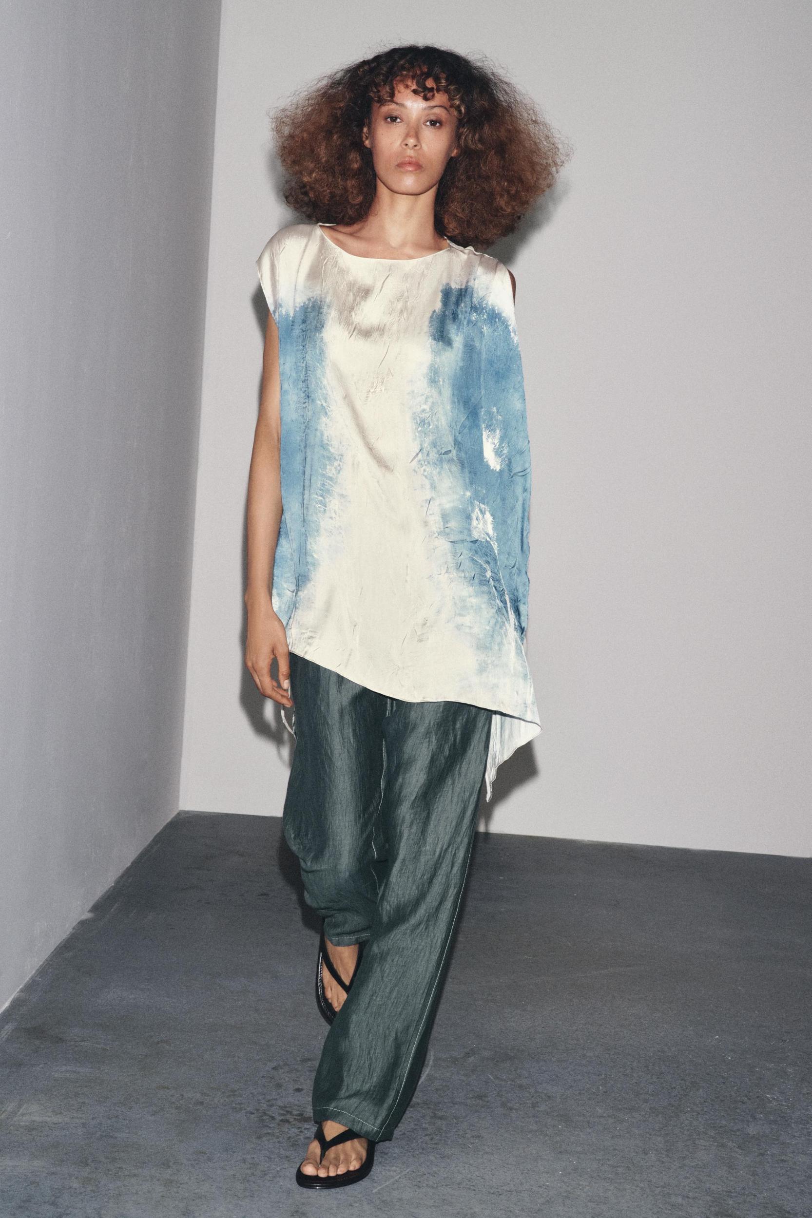 LINEN PANTS WITH CONTRAST STITCHING Product Image