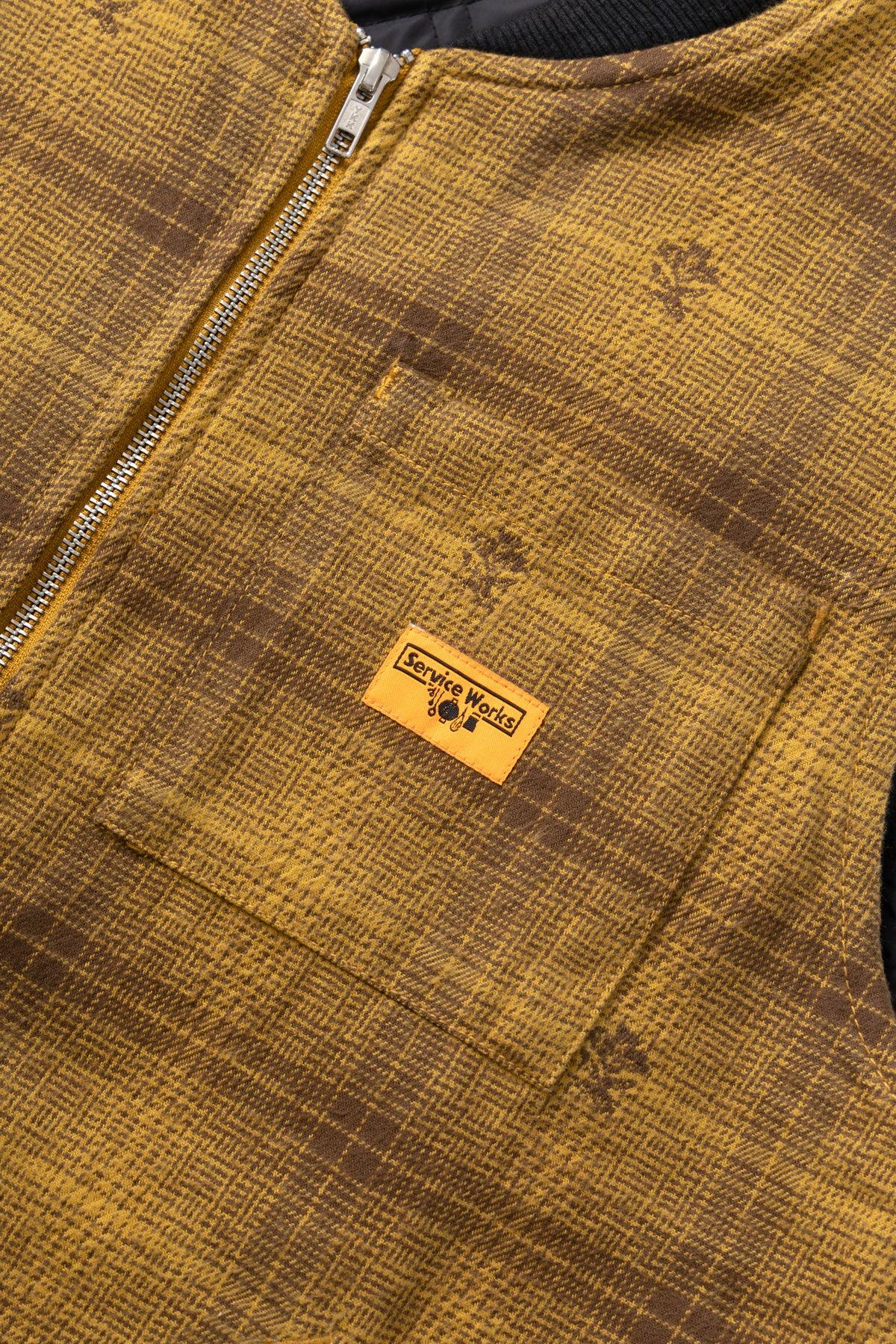 Thistle Plaid Padded Work Vest - Ochre Product Image