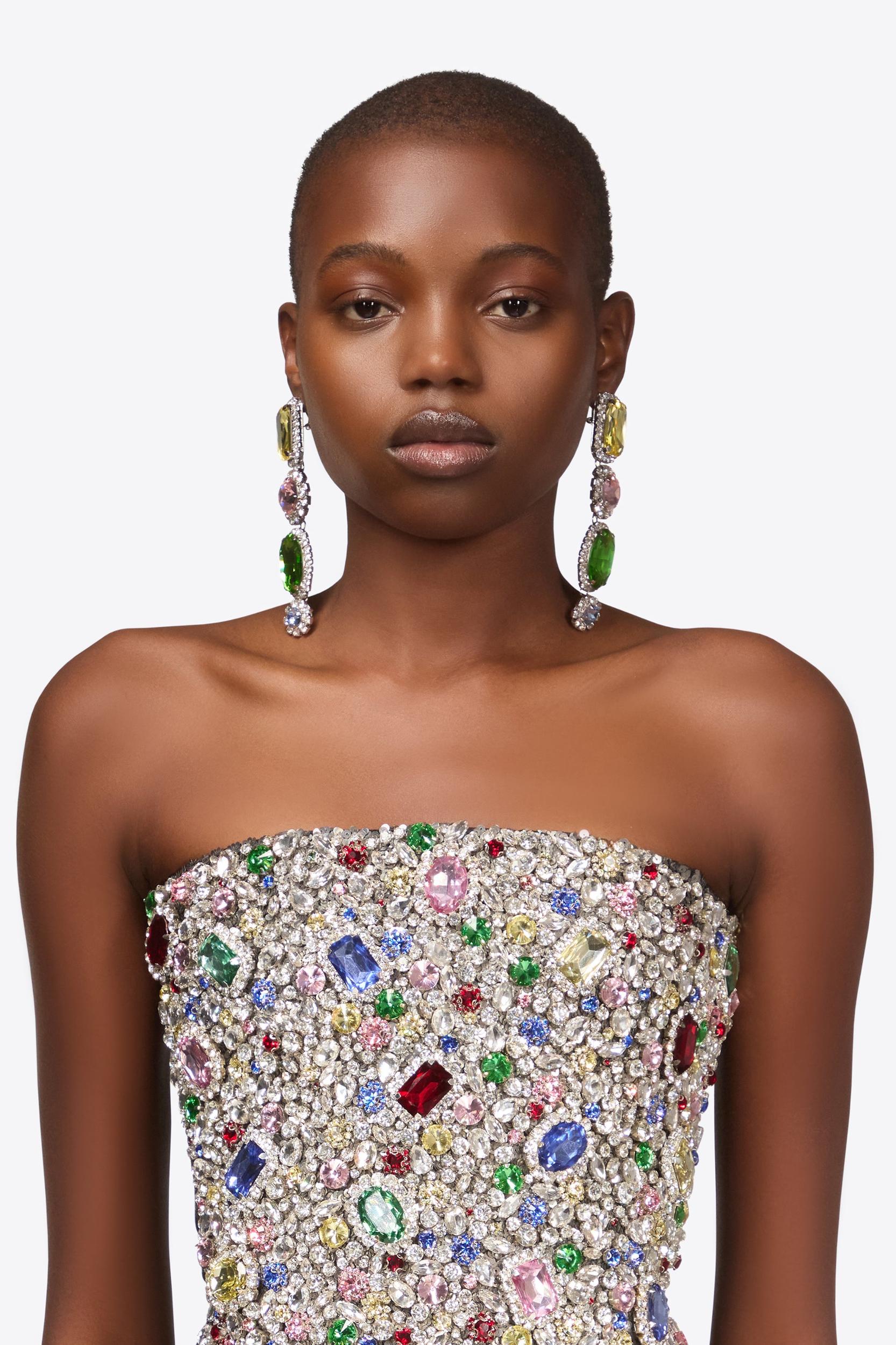 Crystal Gemstone Drop Earrings Product Image