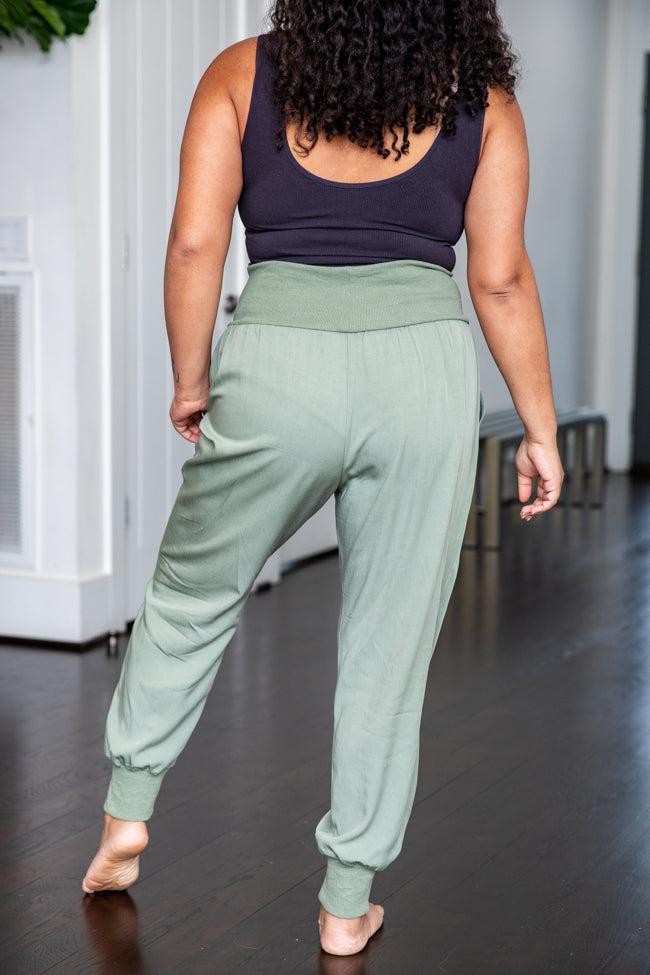 Chatting It Over Olive Woven Joggers FINAL SALE Product Image