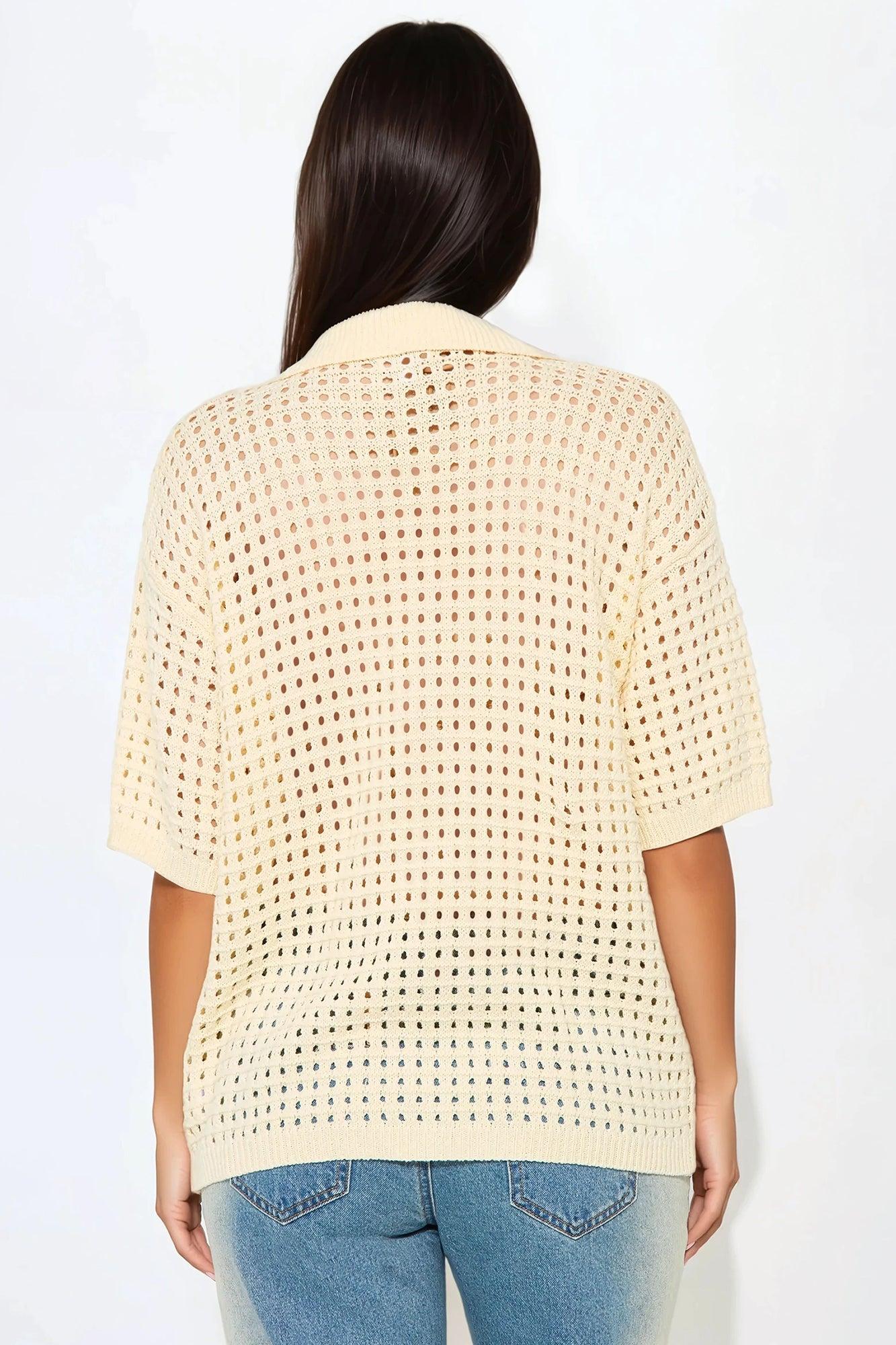 Endless Summer Days Crochet Shirt - Cream Product Image