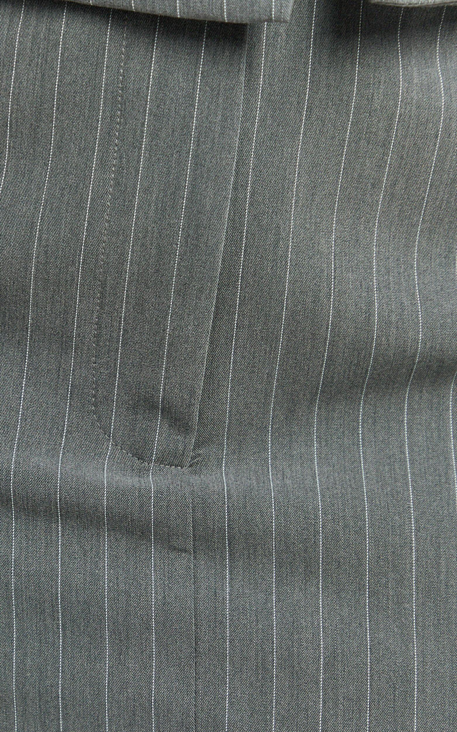 Fiona Mini Skort - Pinstripe Waistband Fly Front Fitted Skirt in Dark Grey Product Image