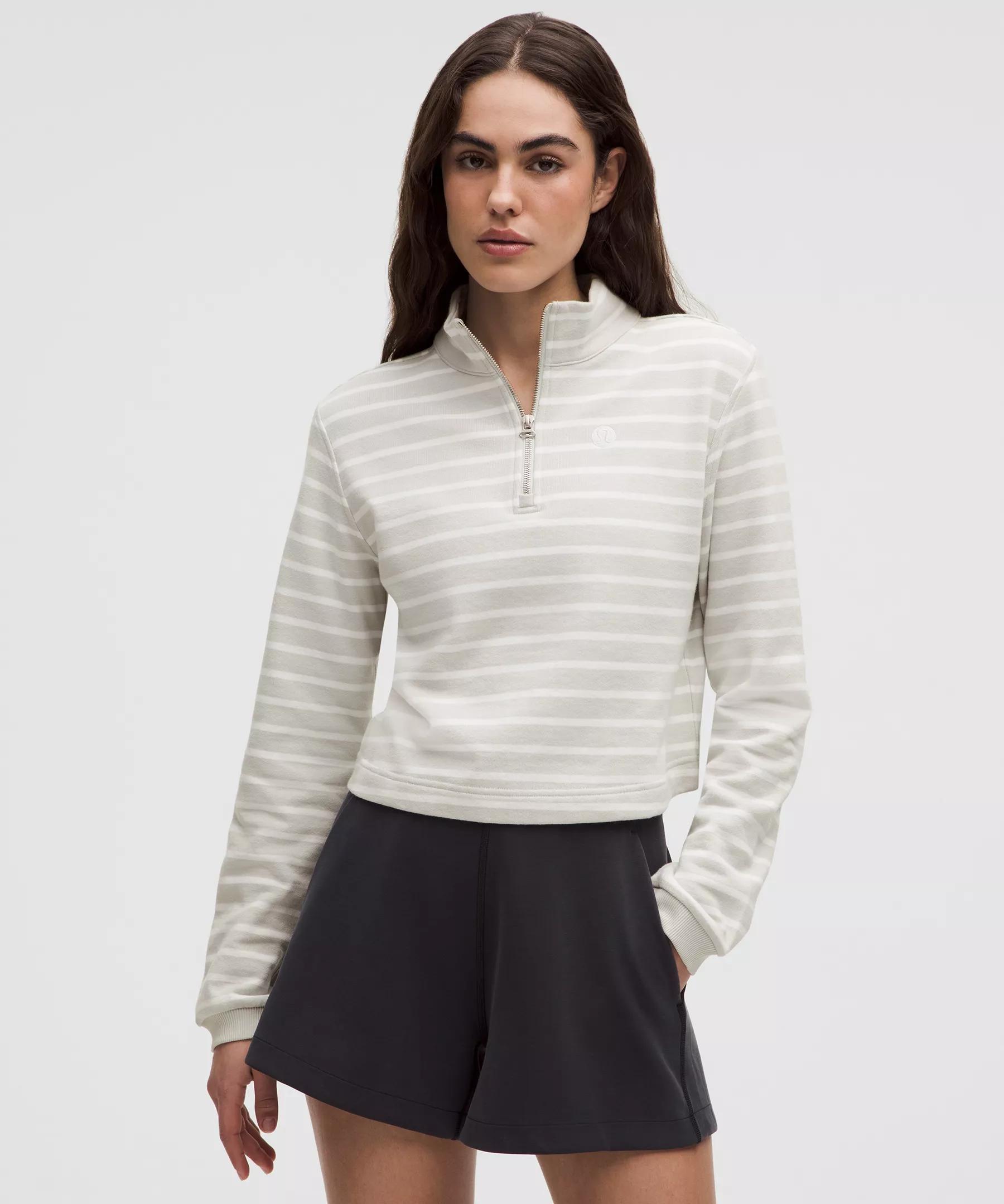 Cotton French Terry Cropped Half Zip Product Image