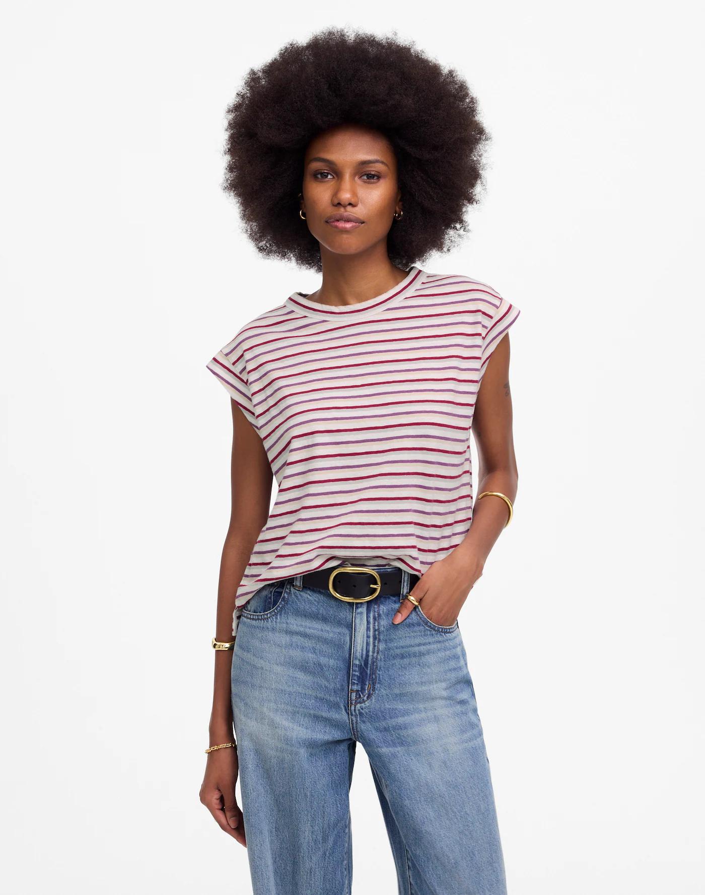 Boxy Muscle Tee in Stripe Product Image