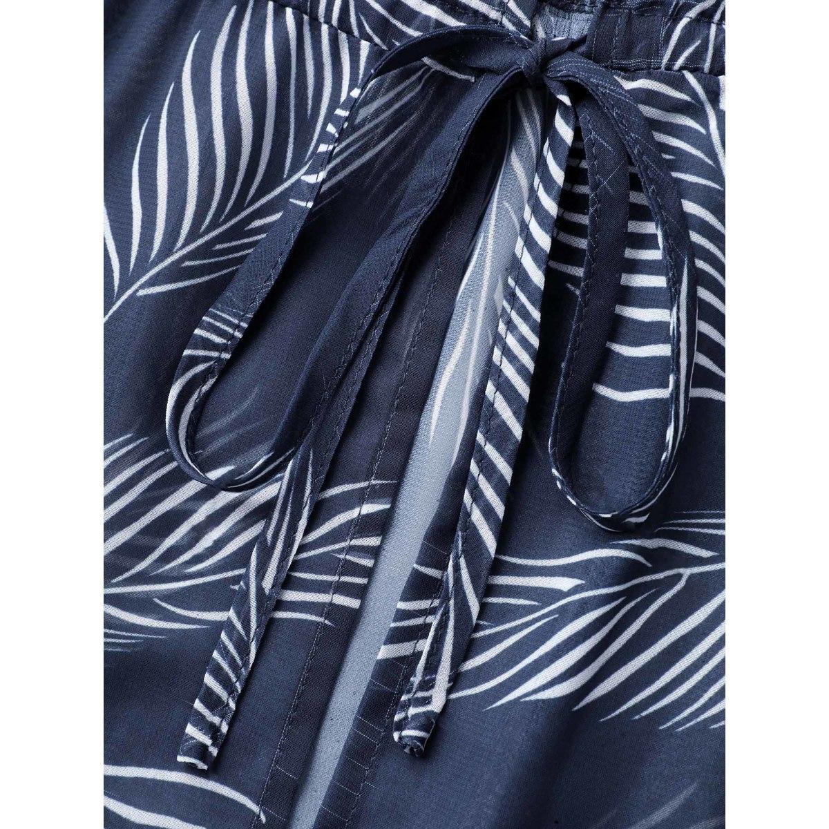 Plus Size Chiffon Feather Print Sheer Kimono Women DarkBlue See through Vacation Kimonos BloomChic 10/M Product Image