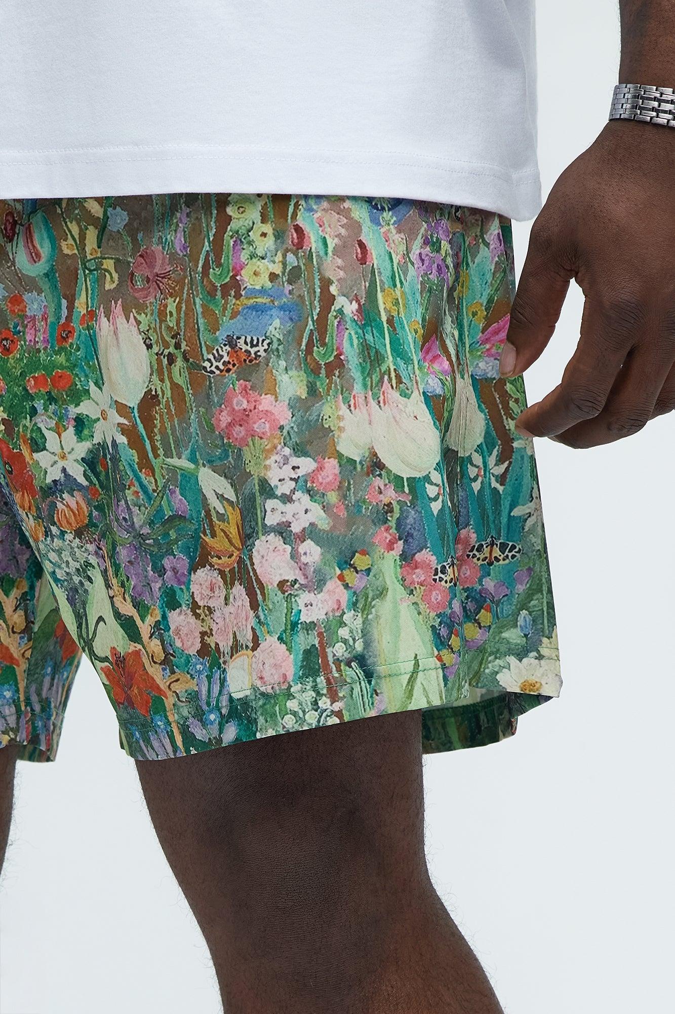 Watercolor Garden Swim Mid Trunk - Multi Color Product Image