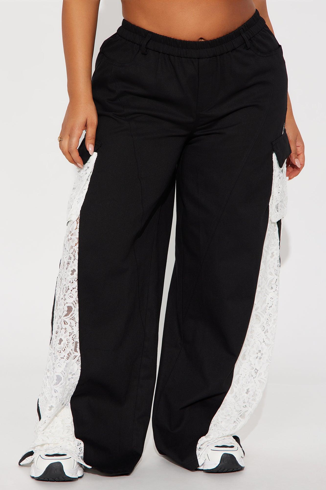 Willow Wide Leg Lace Track Pant 33″ - Black Female Product Image