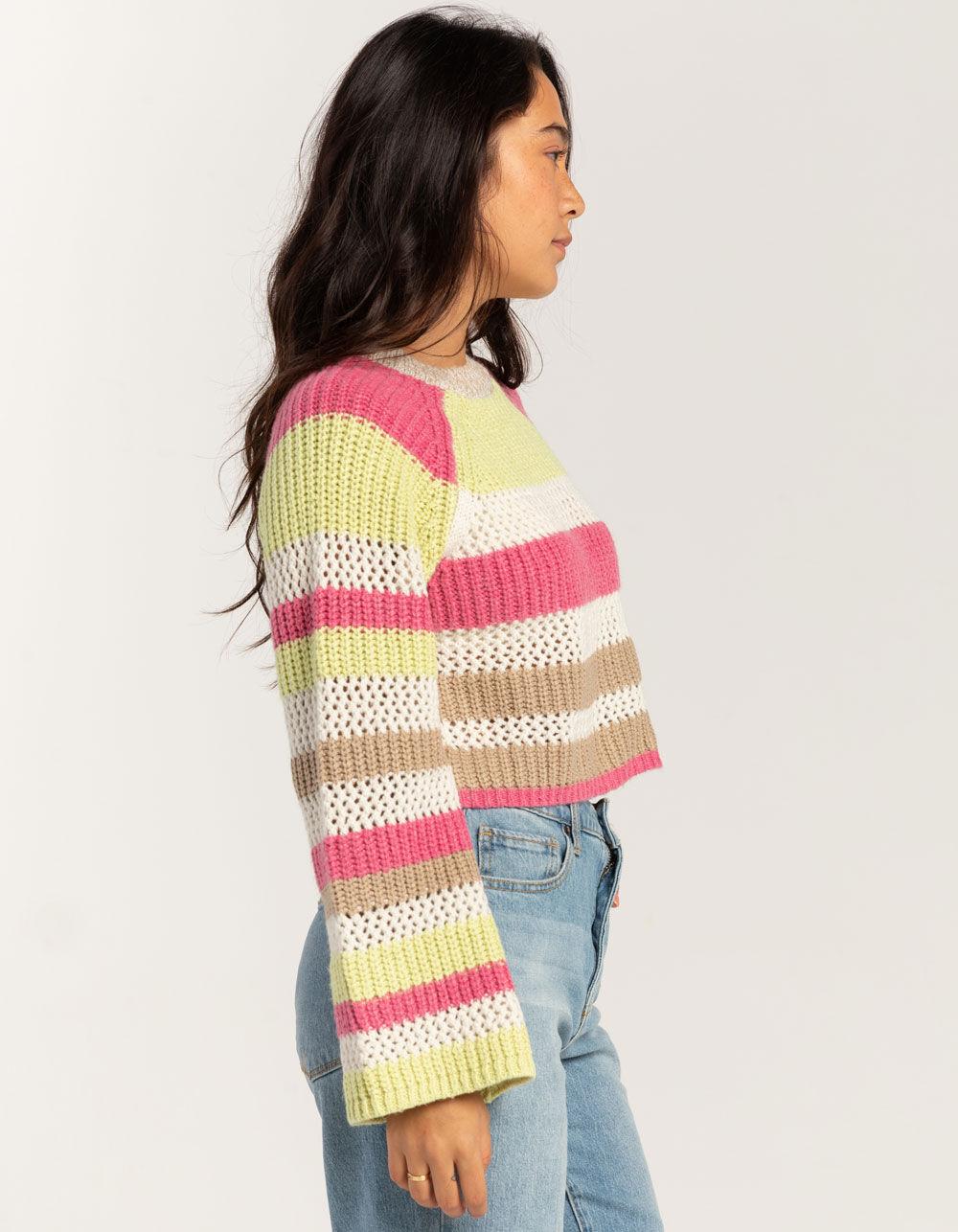 RSQ Womens Mix Stitch Stripe Sweater - PINK Product Image