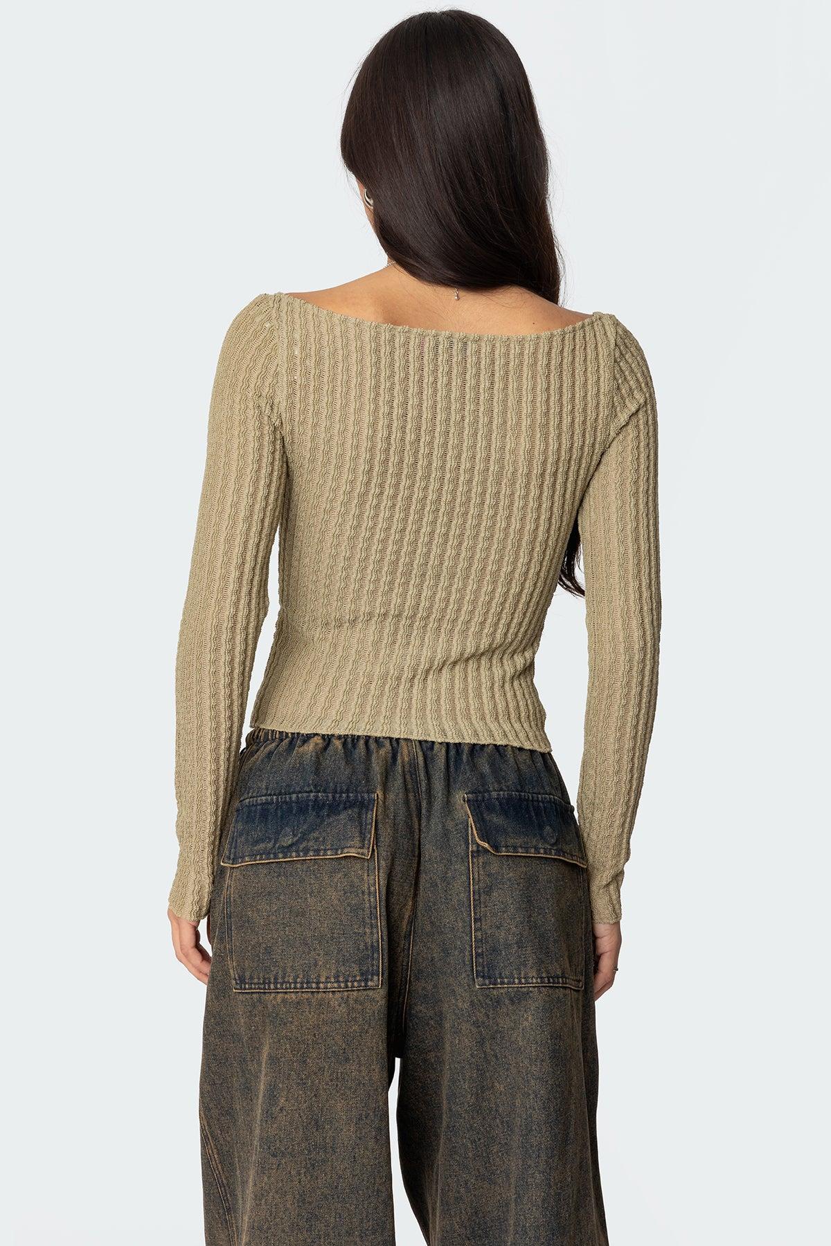 Textured Sheer Boat Neck Top Product Image