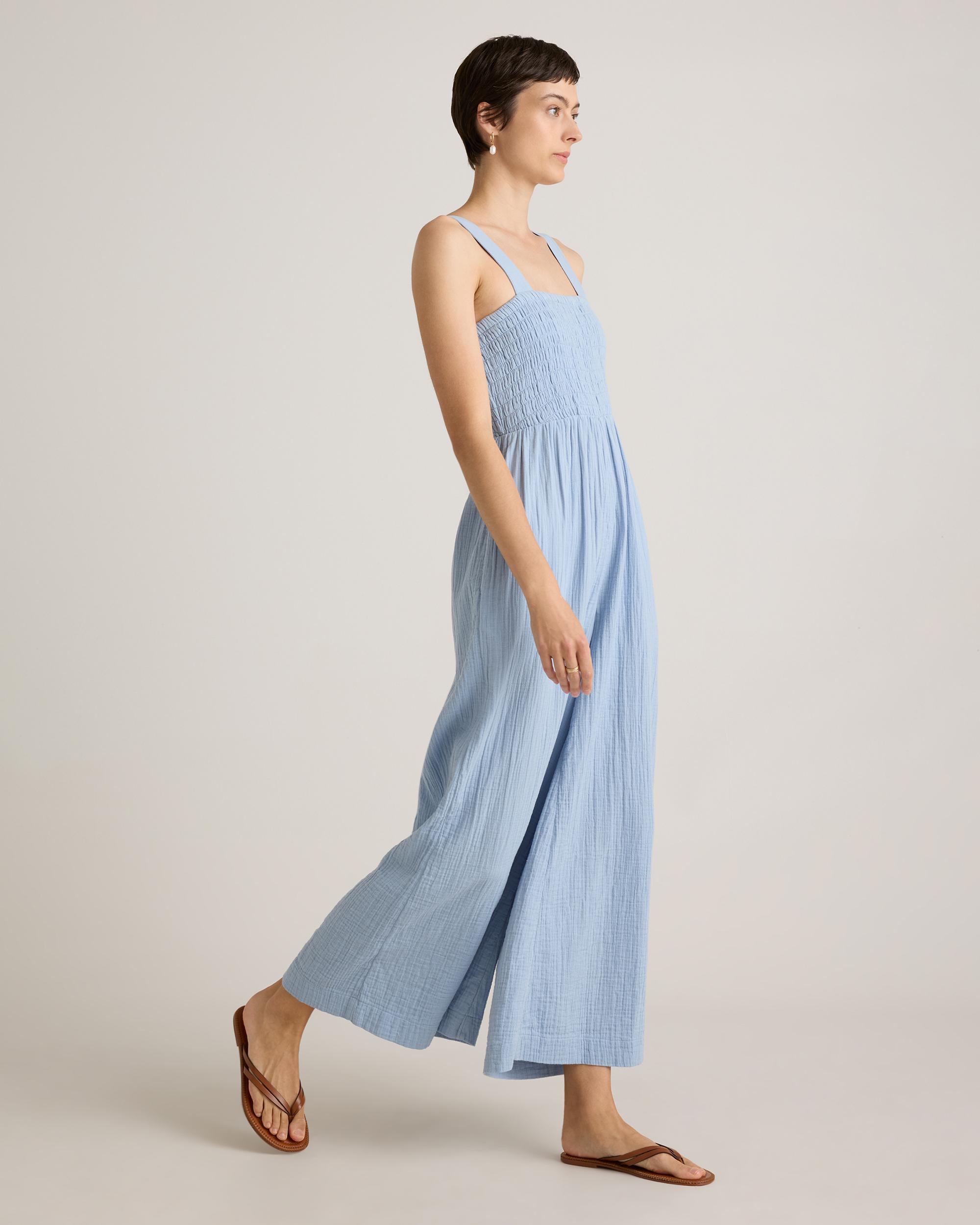 Quince | Women's Gauze Smocked Wide Leg Jumpsuit Size XS, Organic Cotton Product Image