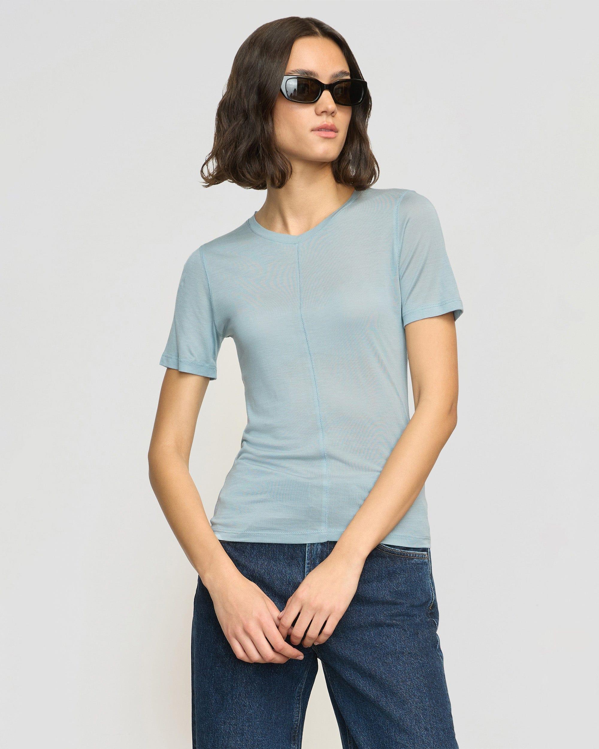 Thea Semi-Sheer Tencel Crew-Neck Tee Product Image
