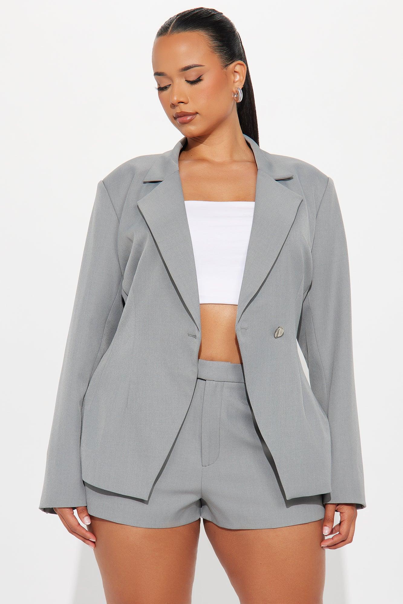Yasmin Hourglass Blazer - Grey Product Image