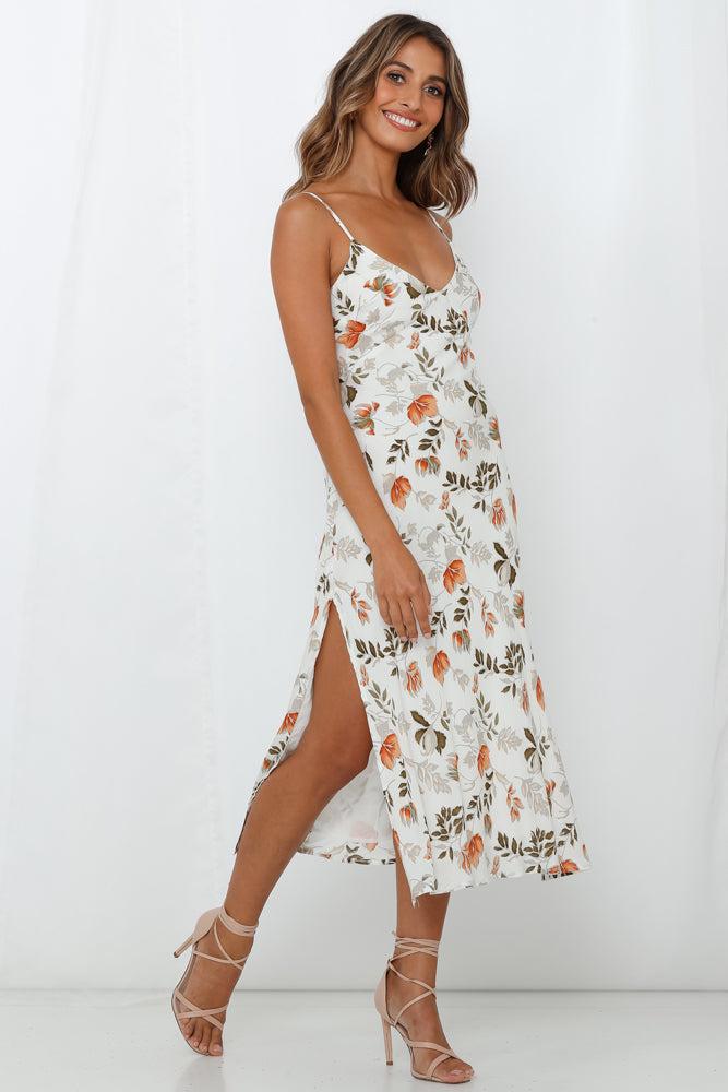 Stolen Kisses Midi Dress White Product Image