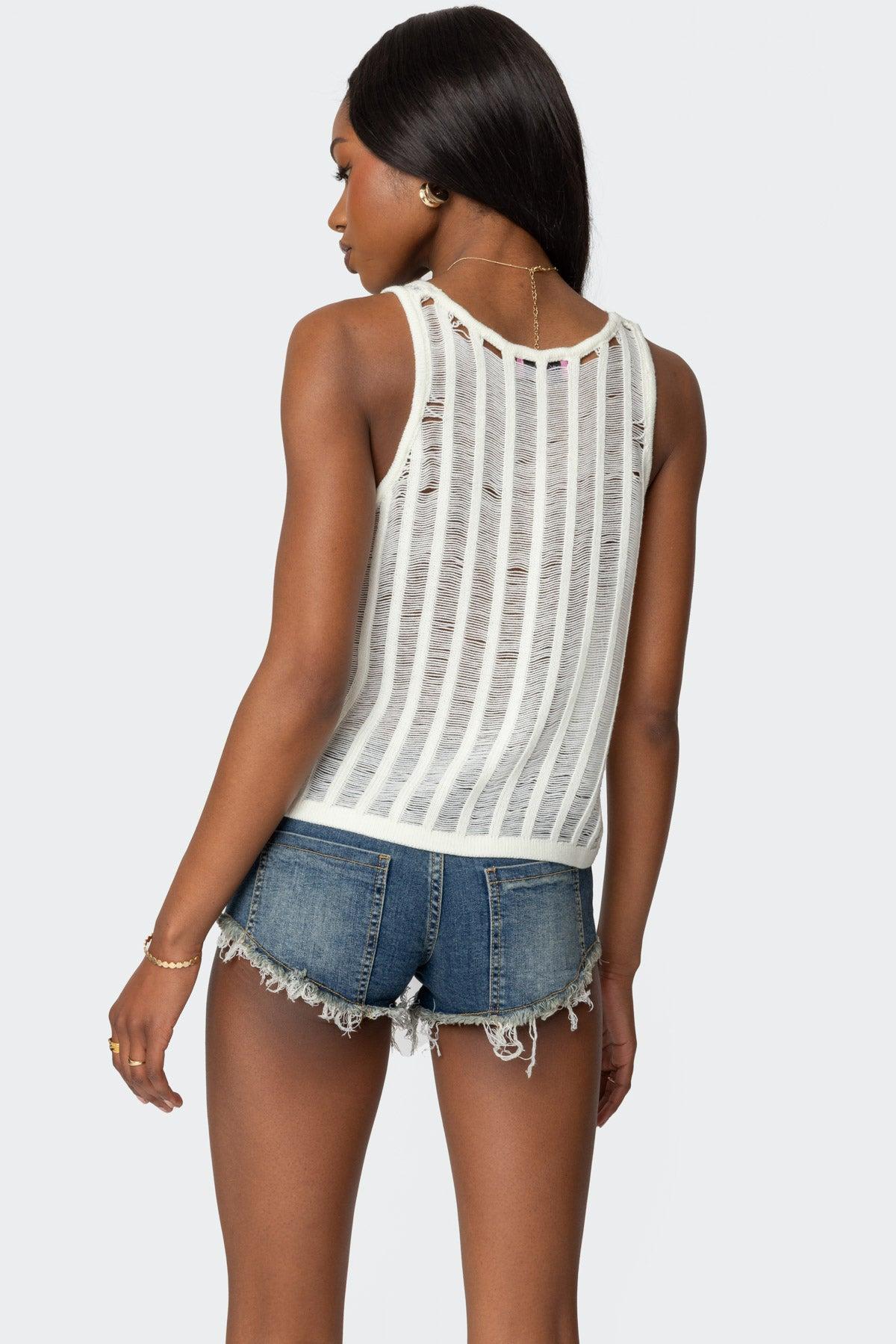 Keziah Sheer Ladder Knit Top Product Image