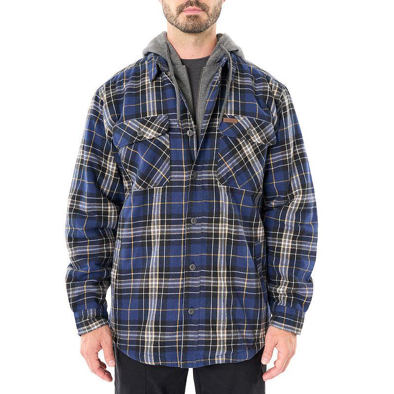 Big & Tall Smith's Workwear Sherpa-Lined Hooded Flannel Shacket, Men's,  Product Image