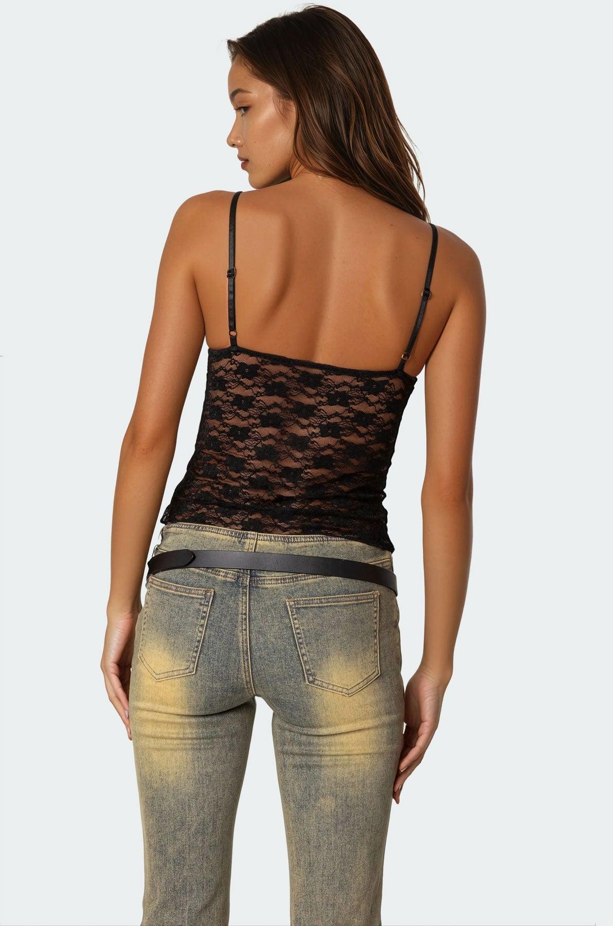 Eira Sheer Lace Tank Top Product Image