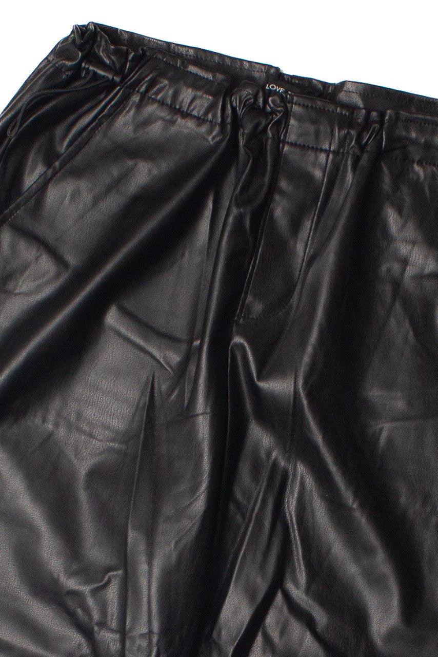 Pleather Drawstring Parachute Pants Product Image