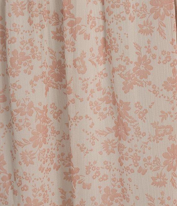 Allison & Kelly Floral Print V-Neck Long Sleeve Smocked Tiered Babydoll Dress Product Image