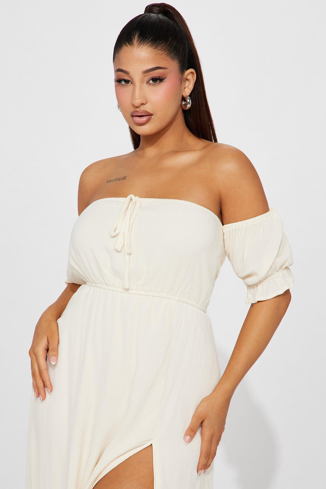 Lily Off Shoulder Maxi Dress - Cream Product Image