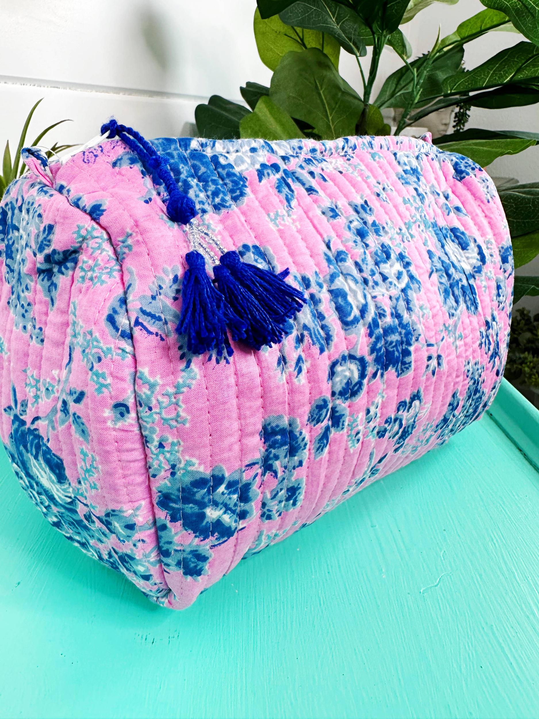 Blue and Tomato Striped Tiger Cosmetic Bag Product Image