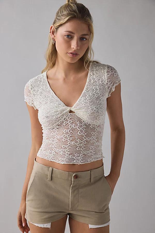 Kimchi Blue Maisie Sheer Lace Twist-Front Crop Top Womens at Urban Outfitters Product Image