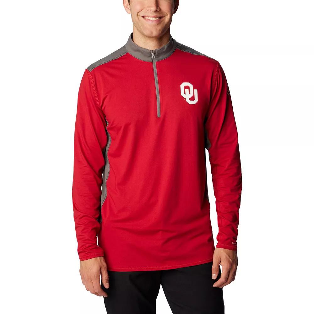 Men's Columbia Crimson Oklahoma Sooners Tech Trail™ Omni-Shade Quarter-Zip Top,  Product Image
