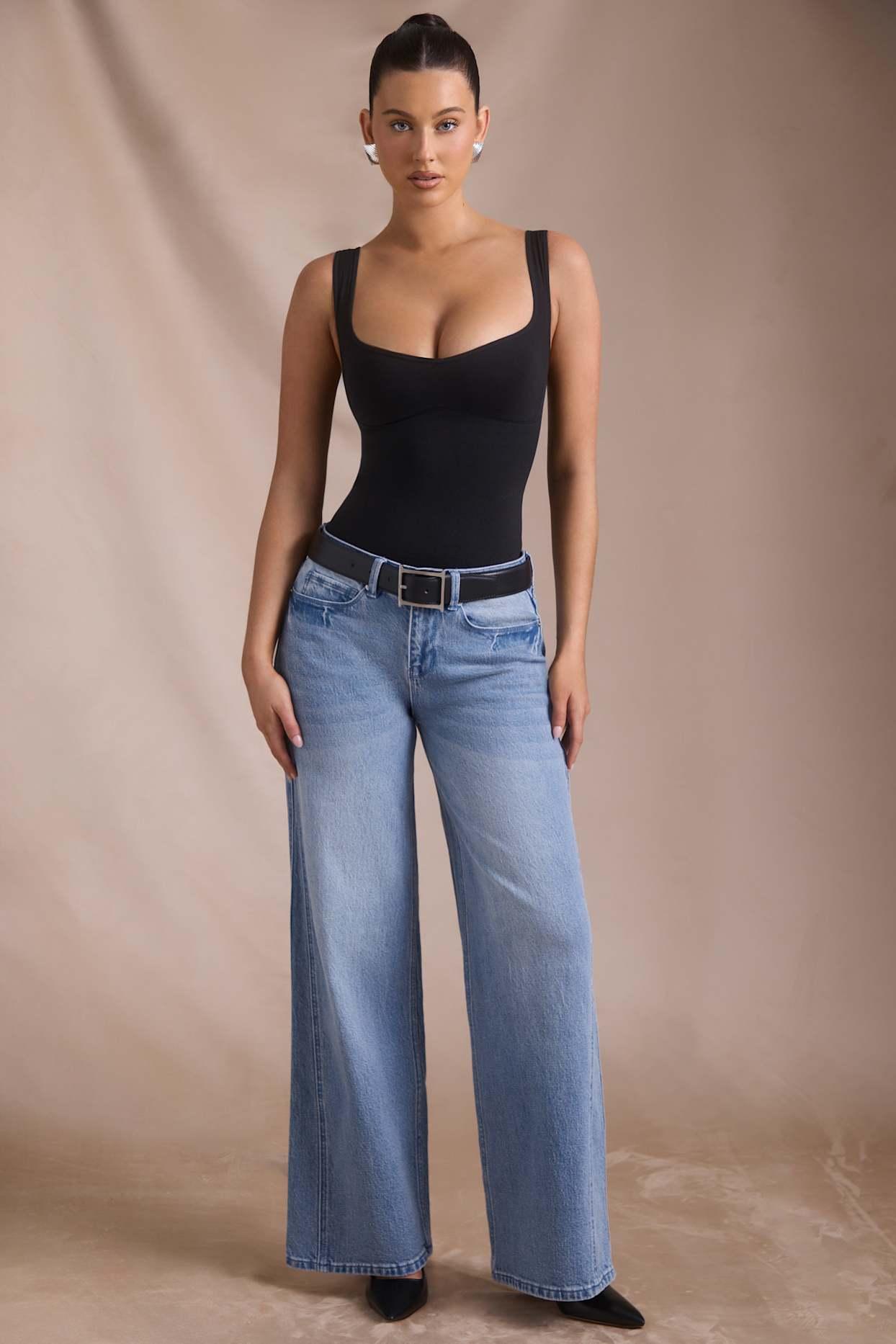 Low-Rise Wide-Leg Jeans in Vintage Wash Product Image