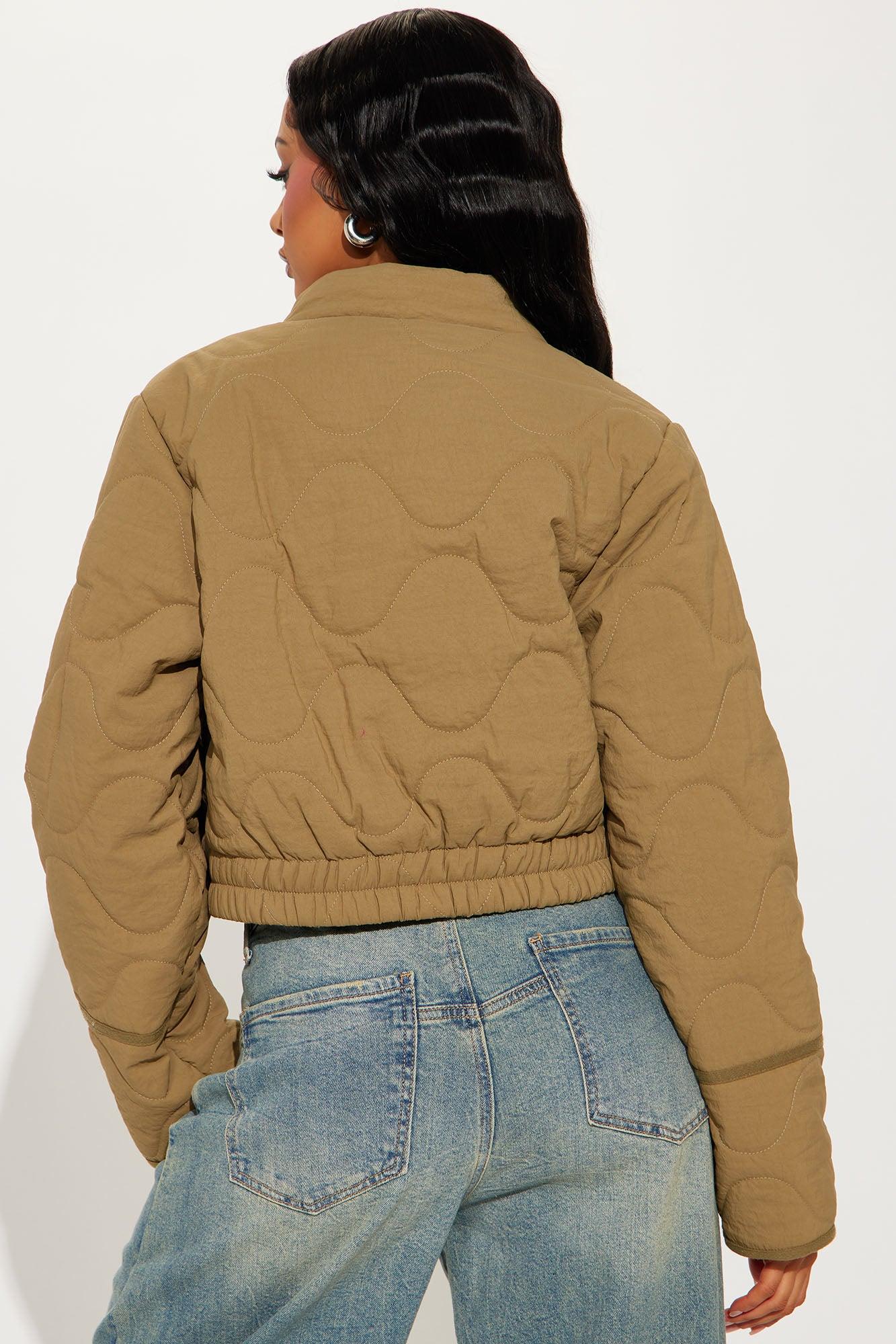 Chloe Quilted Lightweight Puffer Jacket - Khaki Female Product Image