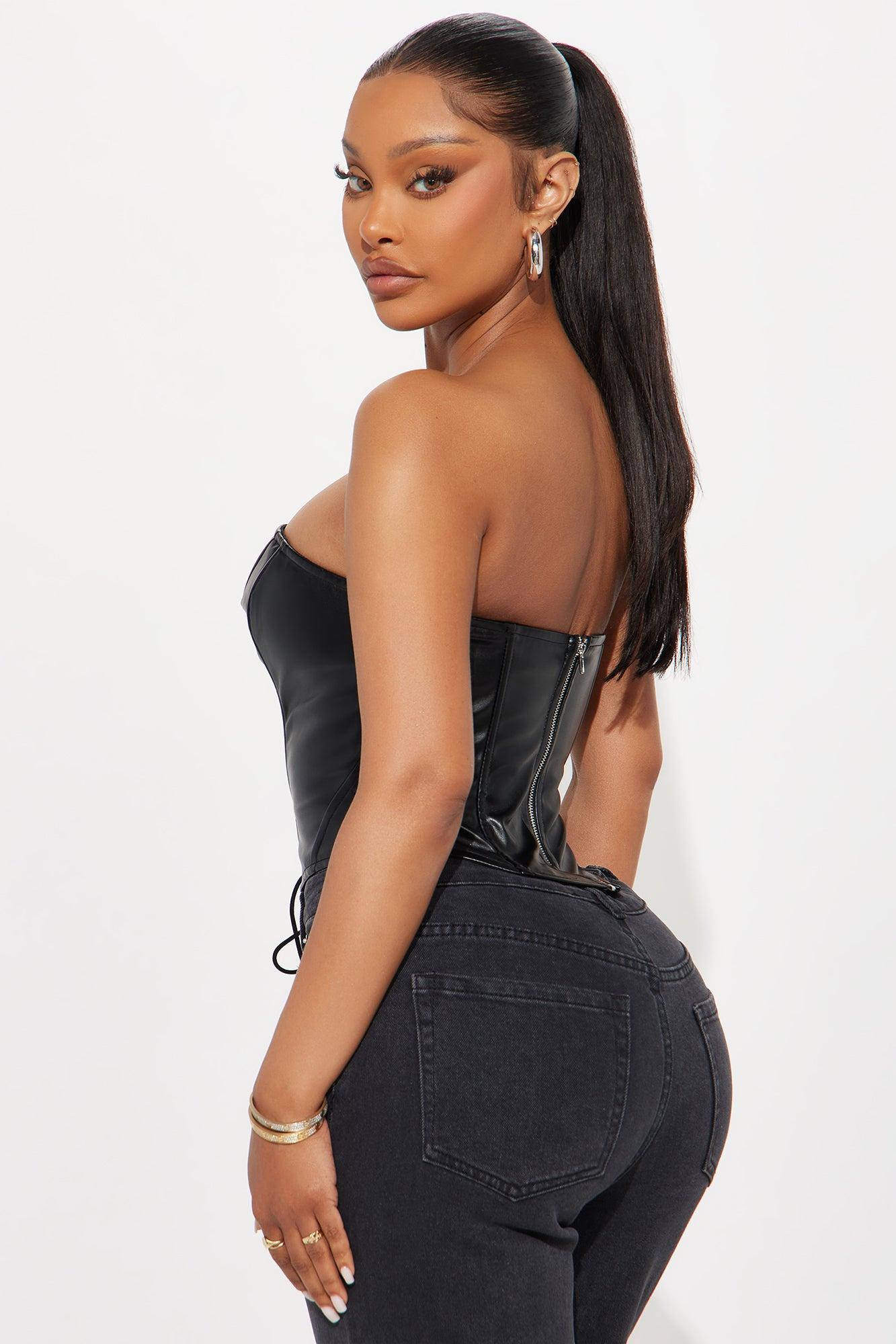 Mess With Me Faux Leather Corset - Black Female Product Image