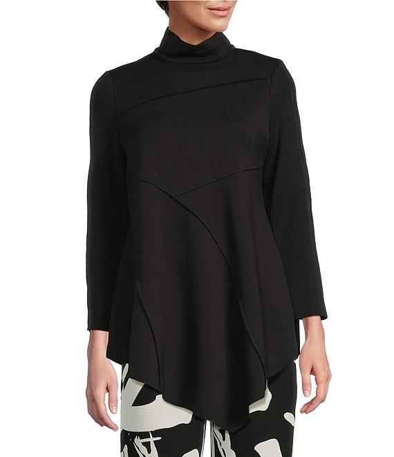 IC Collection Soft Knit Crepe Mock Neck Long Sleeve Top Product Image