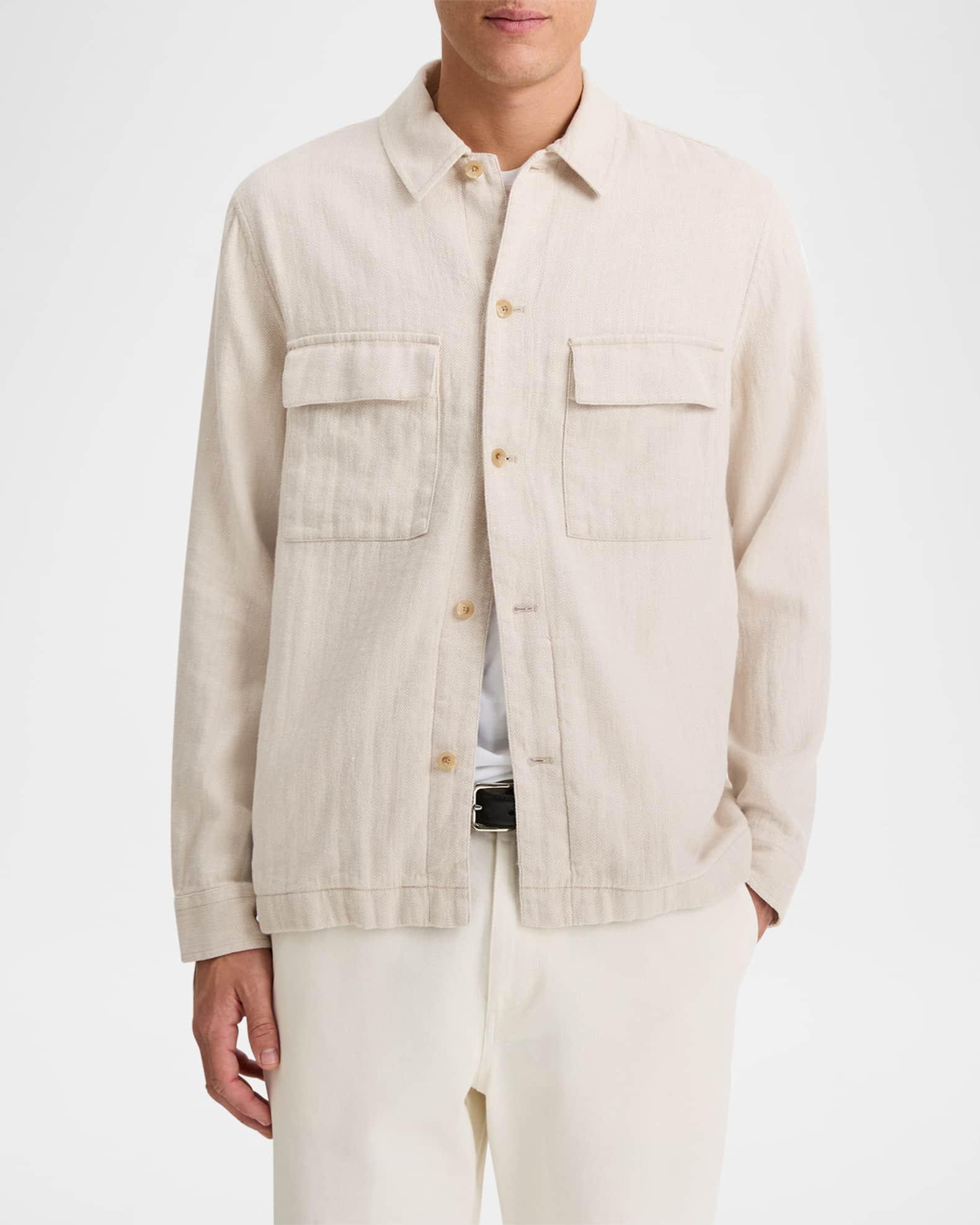 Men's Herringbone Linen and Cotton Shirt Jacket Product Image