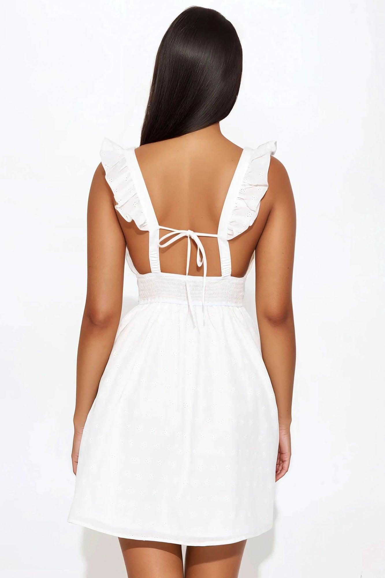 Adeline Eyelet Mini Dress - Off White Product Image