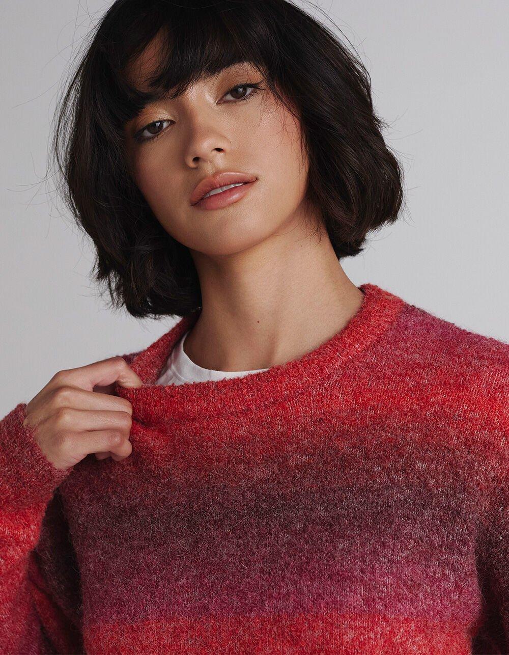 JJXX Amira Womens Sweater - RED COMBO Product Image