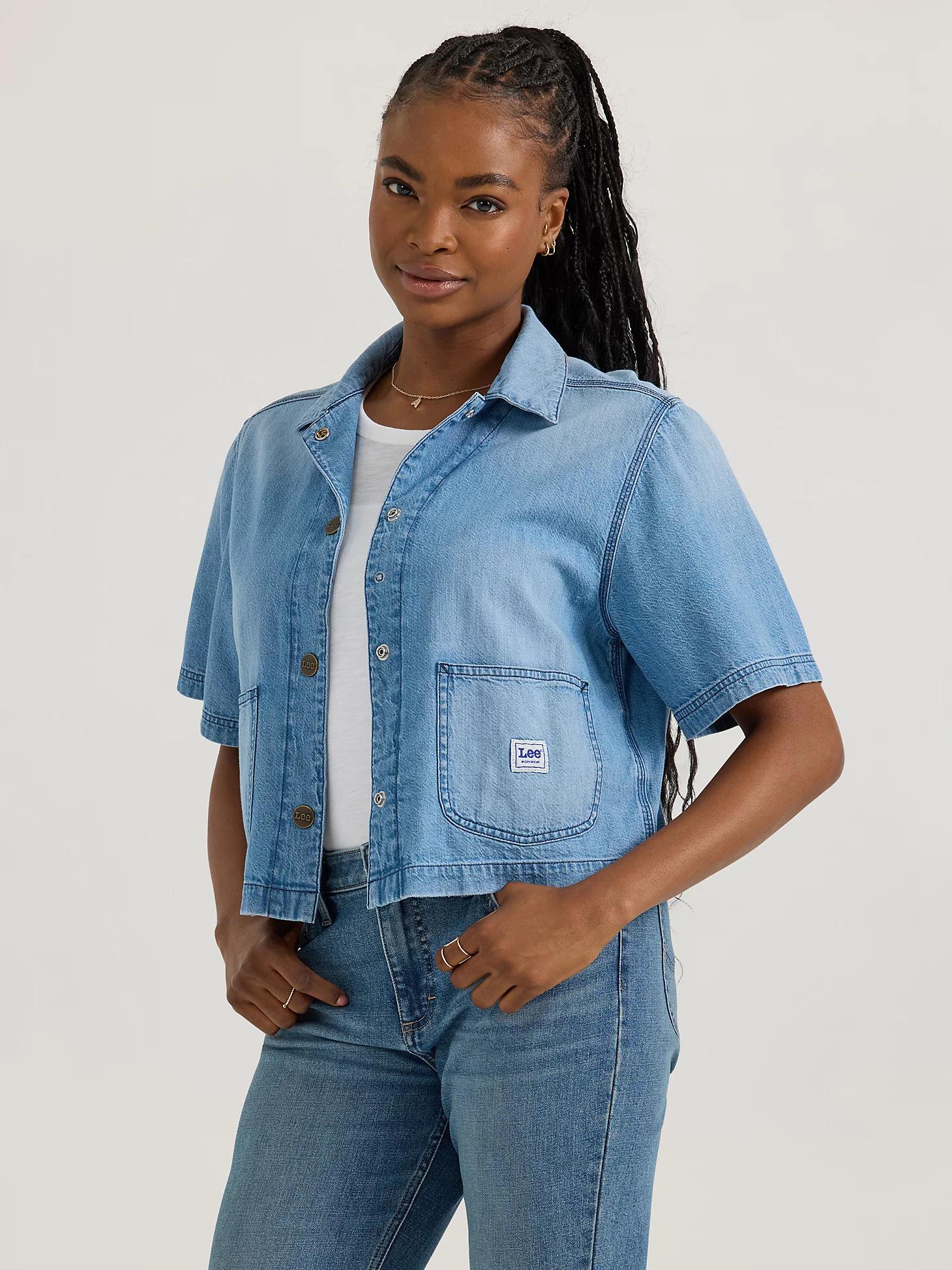 Women's Crop Denim Chore Shirt | Women's Tops & Tees | Lee® Product Image