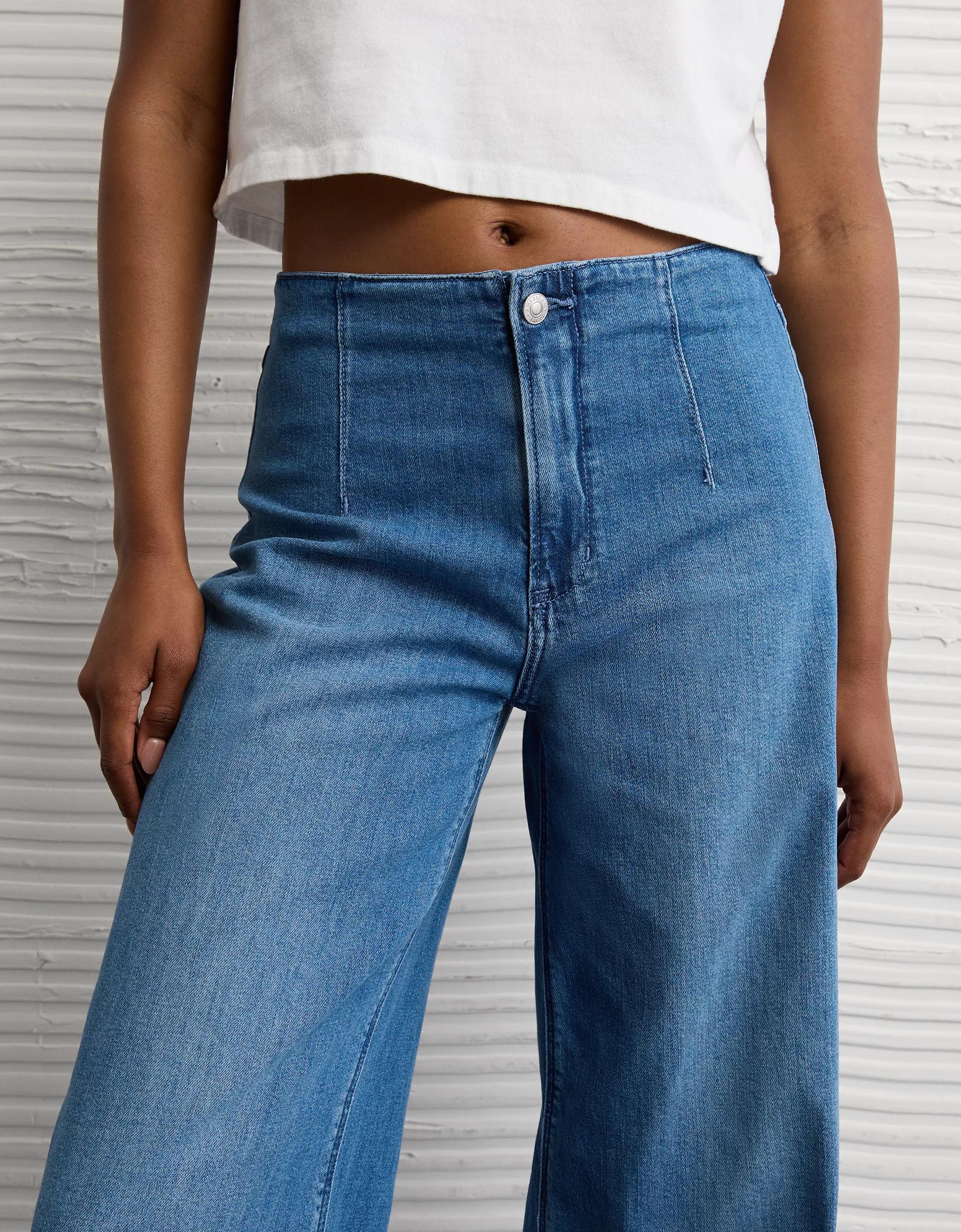 AE Dreamy Drapey Stretch Super High-Waisted Baggy Wide-Leg Jean Product Image