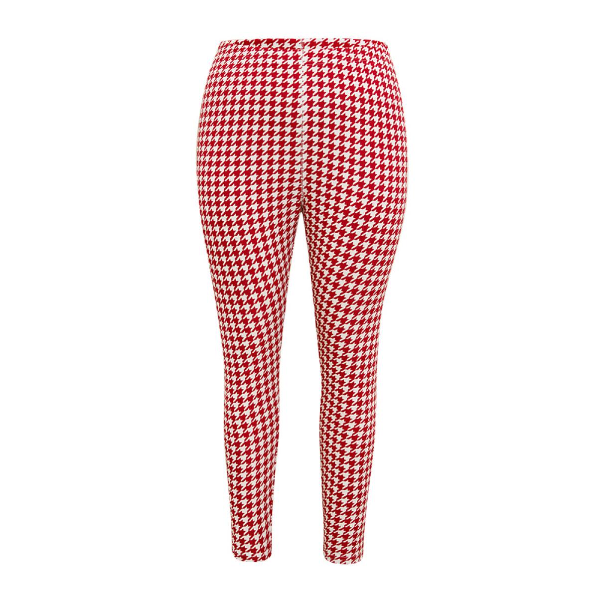 Plus Size Christmas Houndstooth Elastic Waist High Rise Leggings Women Raspberry Elegant High stretch Skinny High Rise Dailywear Leggings BloomChic 26/4X Product Image