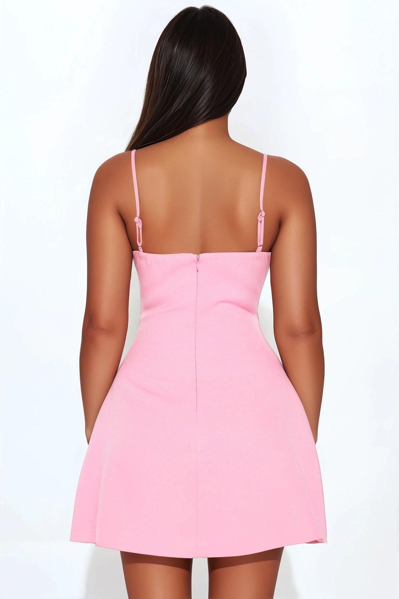 Ellia Crepe A Line Mini Dress - Pink Product Image