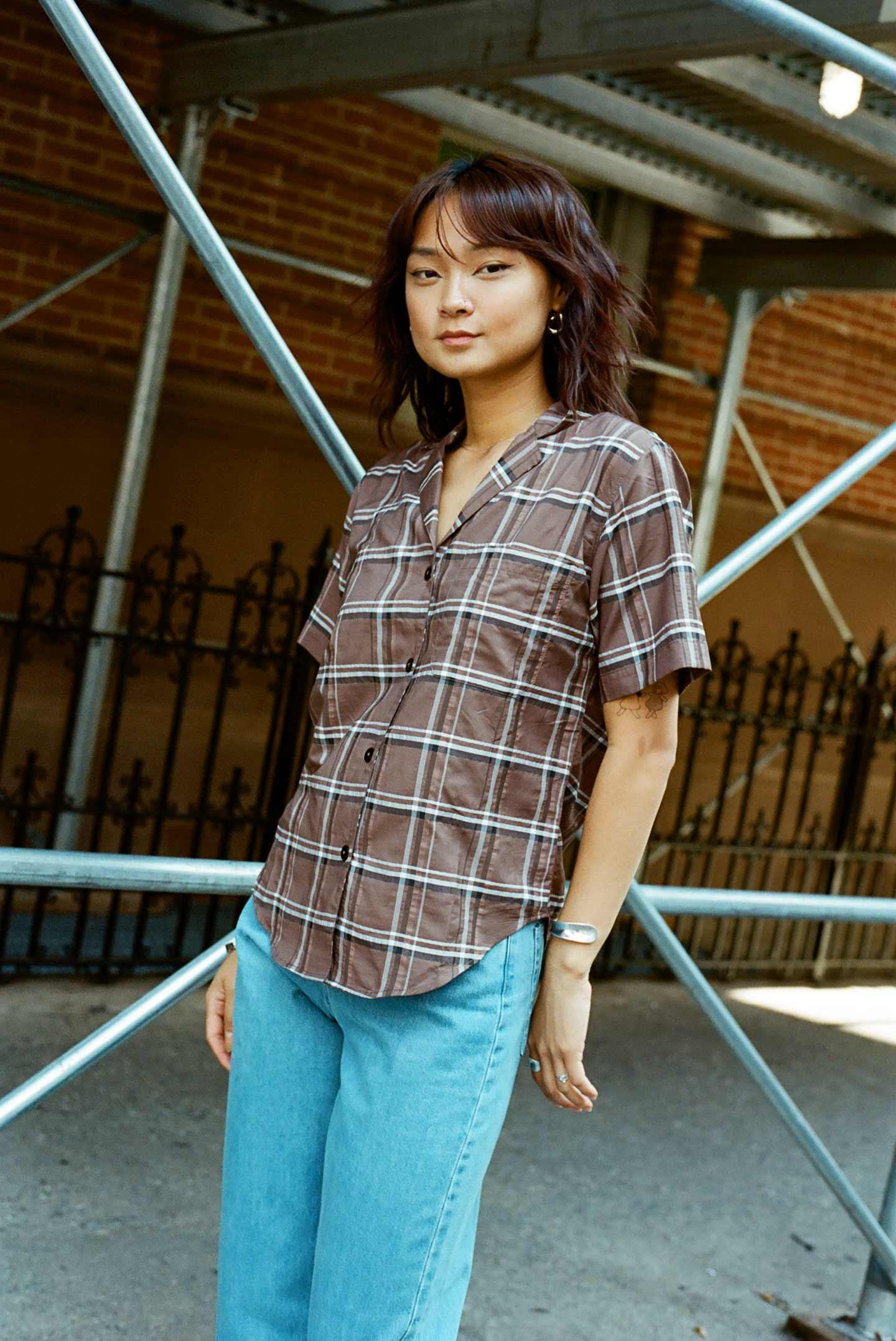 Gregory Top - Espresso Plaid Product Image