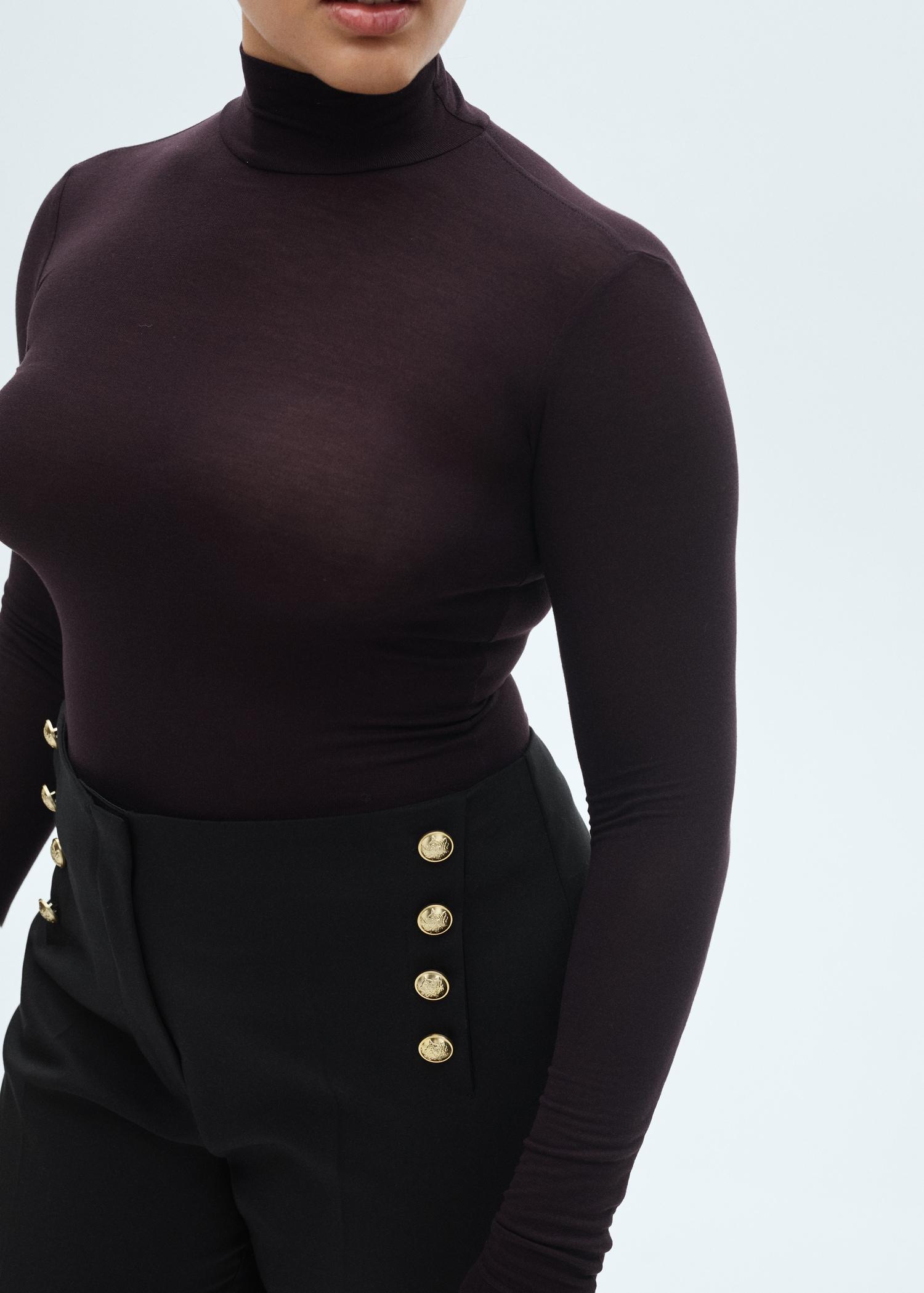 Straight pants with jewel buttons - Women | MANGO USA Product Image